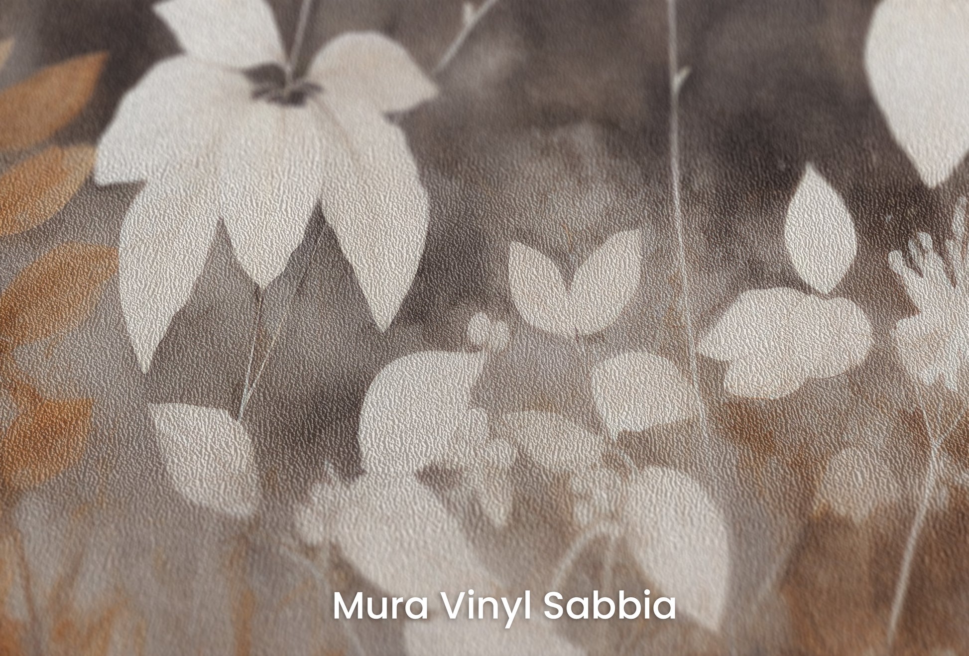 Zbliżenie na artystyczną fototapetę o nazwie Autumnal Serenity na podłożu Mura Vinyl Sabbia struktura grubego ziarna piasku.