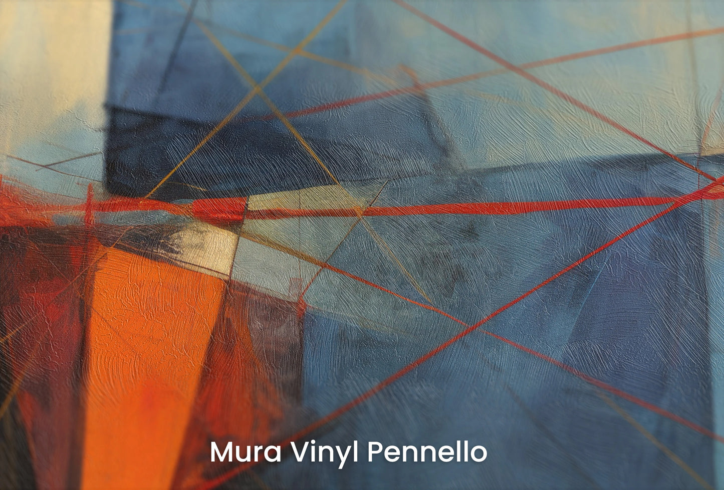 Zbliżenie na artystyczną fototapetę o nazwie Amber Geometric na podłożu Mura Vinyl Pennello - faktura pociągnięć pędzla malarskiego.