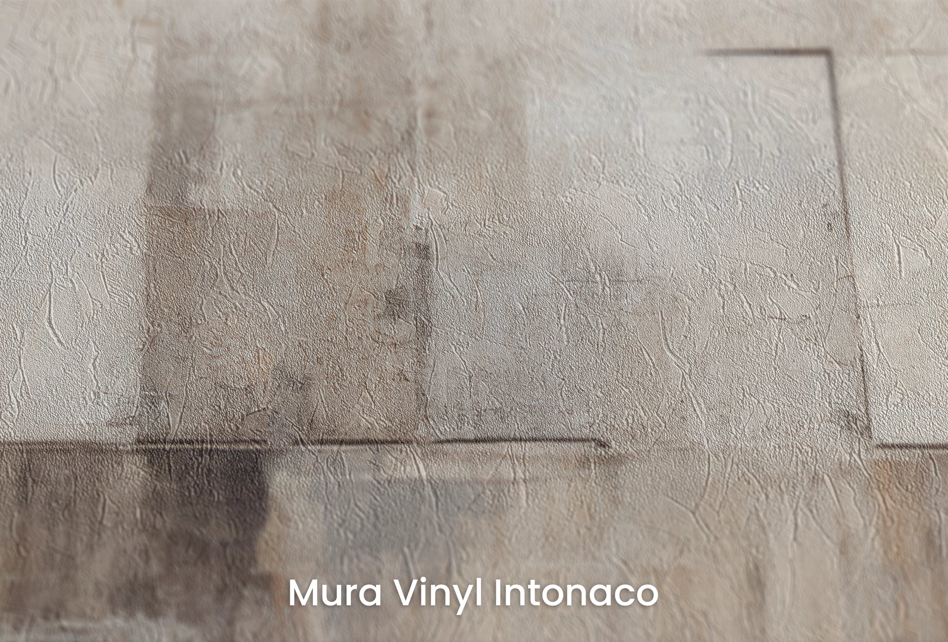 Zbliżenie na artystyczną fototapetę o nazwie Monochrome Patchwork na podłożu Mura Vinyl Intonaco - struktura tartego tynku.