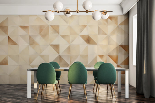 Wzór fototapety artystycznej o nazwie Pyramid Shade pokazanej w aranżacji wnętrza.