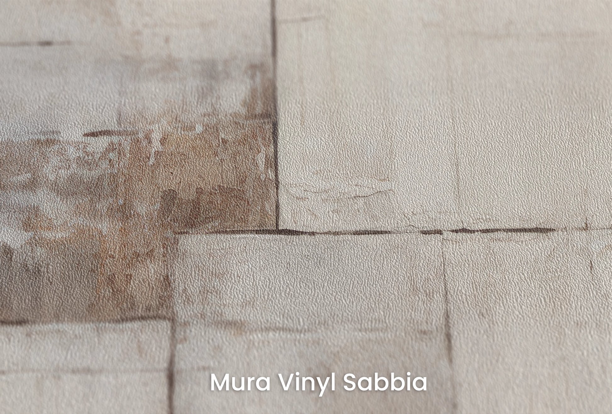 Zbliżenie na artystyczną fototapetę o nazwie Ivory Composition na podłożu Mura Vinyl Sabbia struktura grubego ziarna piasku.