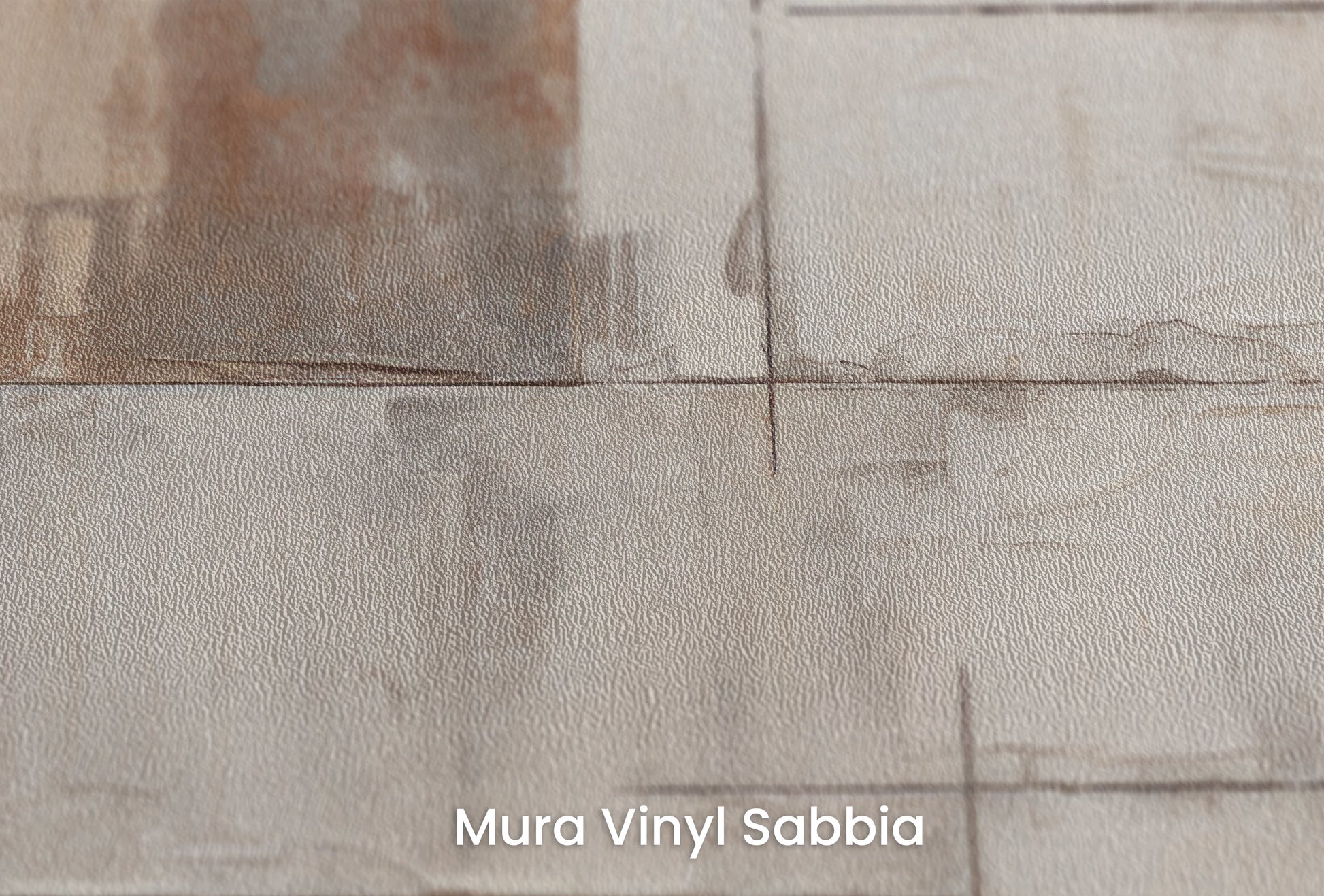 Zbliżenie na artystyczną fototapetę o nazwie Copper Tones Mosaic na podłożu Mura Vinyl Sabbia struktura grubego ziarna piasku.