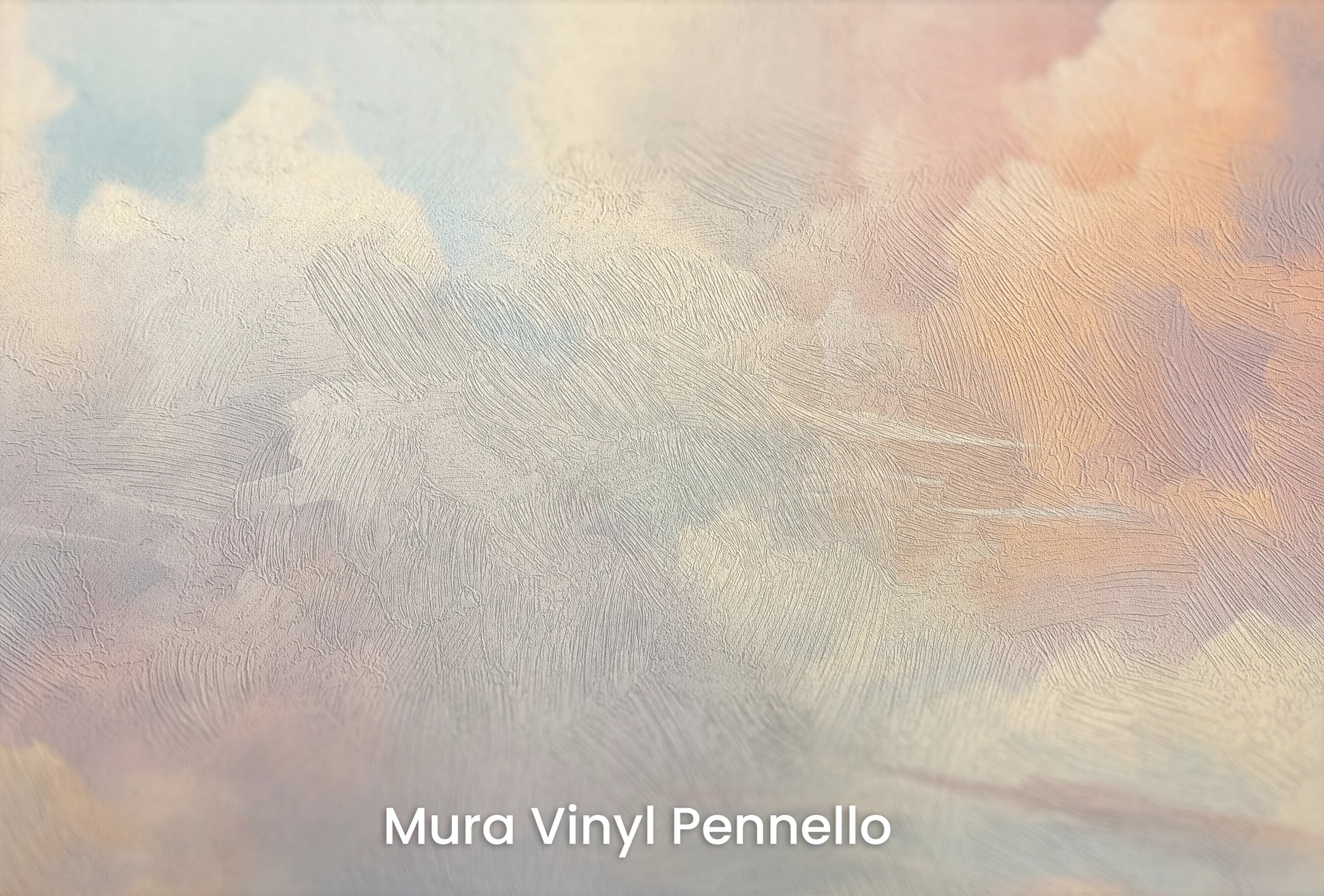 Zbliżenie na artystyczną fototapetę o nazwie Serene Skies na podłożu Mura Vinyl Pennello - faktura pociągnięć pędzla malarskiego.