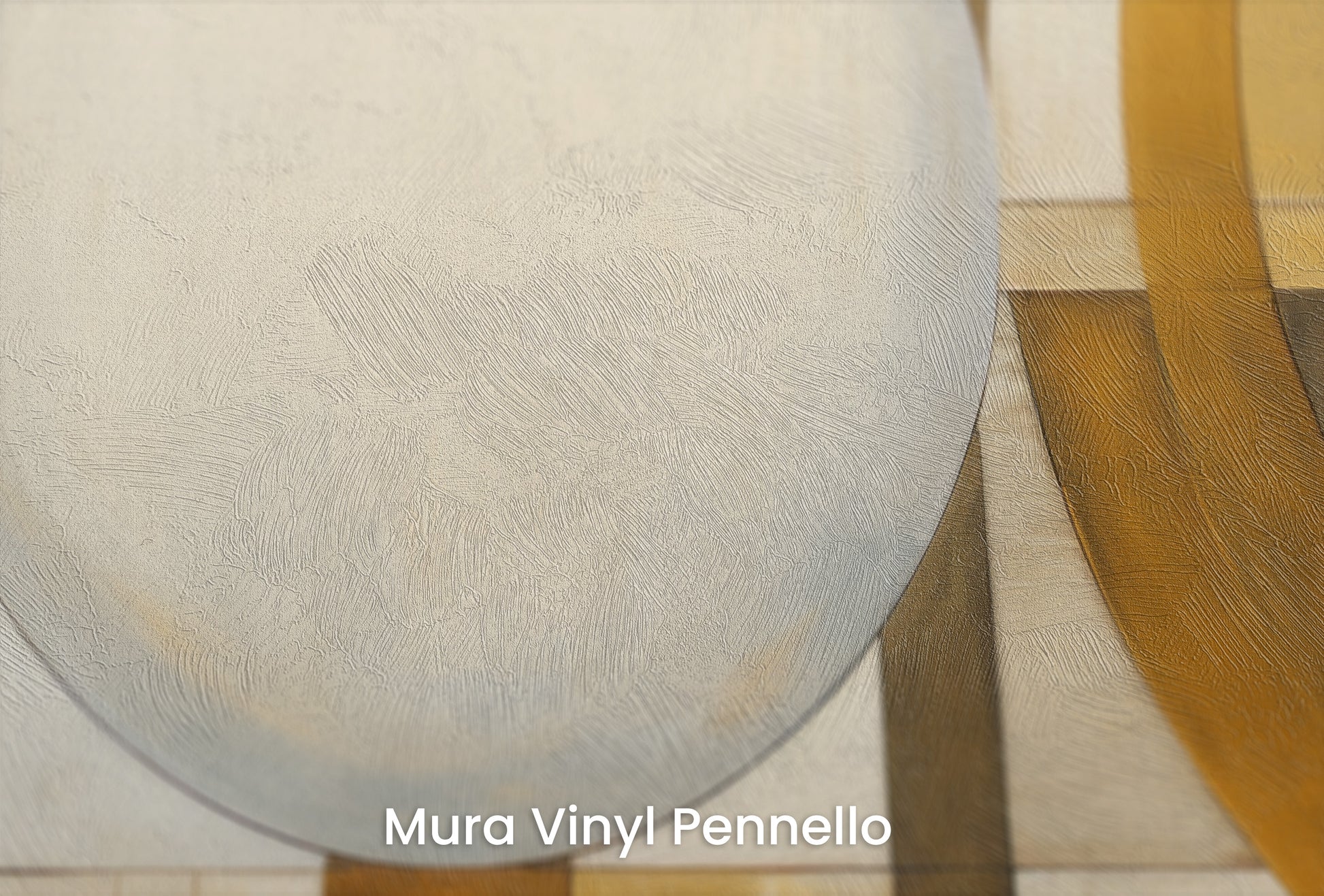 Zbliżenie na artystyczną fototapetę o nazwie SPHERICAL GEOMETRY IN HUES na podłożu Mura Vinyl Pennello - faktura pociągnięć pędzla malarskiego.