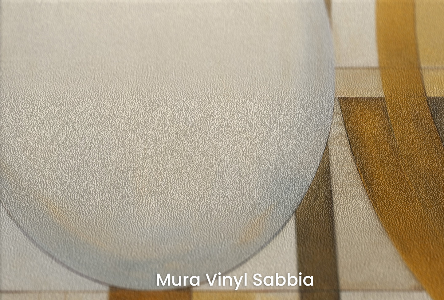 Zbliżenie na artystyczną fototapetę o nazwie SPHERICAL GEOMETRY IN HUES na podłożu Mura Vinyl Sabbia struktura grubego ziarna piasku.