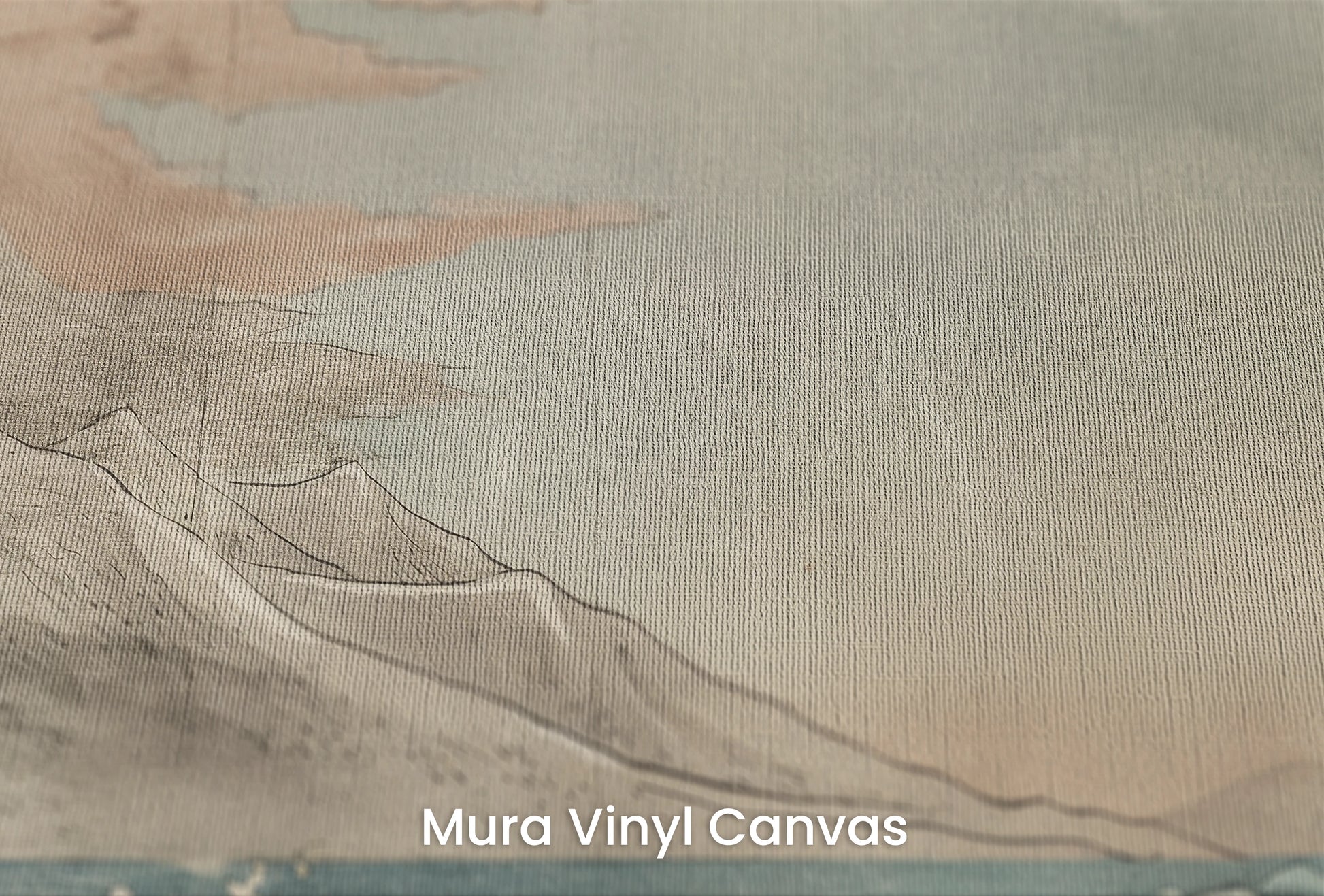 Zbliżenie na artystyczną fototapetę o nazwie Moonlit Fuji na podłożu Mura Vinyl Canvas - faktura naturalnego płótna.