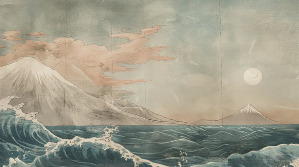 Moonlit Fuji - a peaceful sea wallpaper with a view of Mount Fuji
