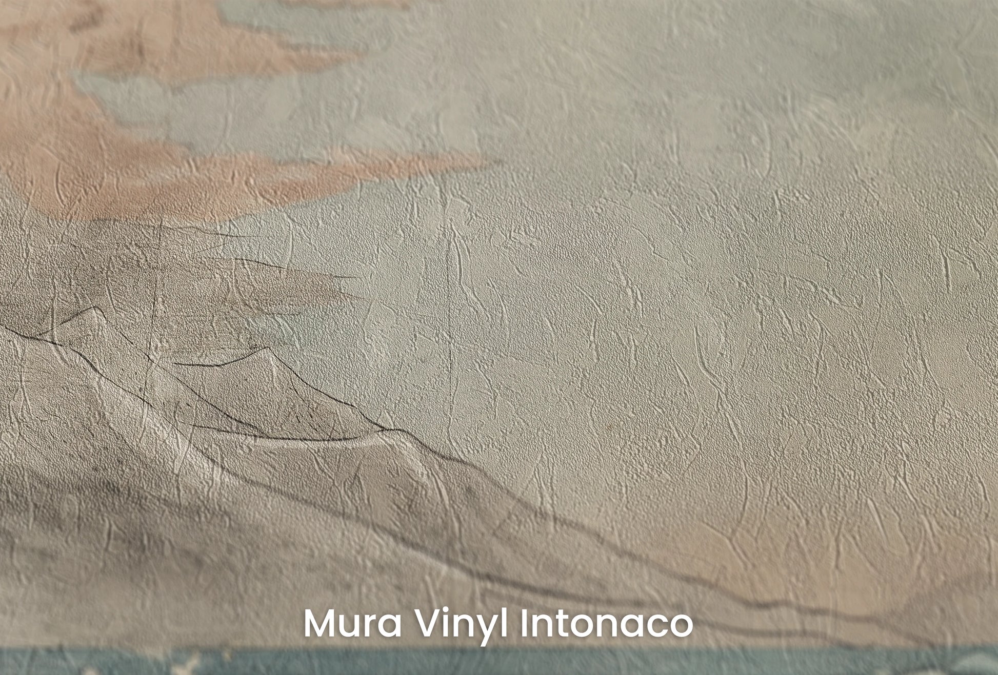 Zbliżenie na artystyczną fototapetę o nazwie Moonlit Fuji na podłożu Mura Vinyl Intonaco - struktura tartego tynku.