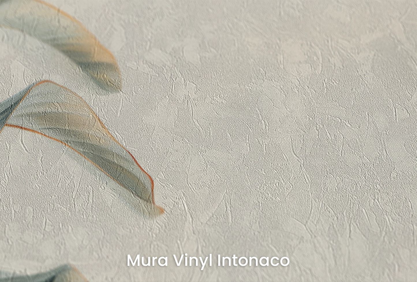 Zbliżenie na artystyczną fototapetę o nazwie Tropical Elegance na podłożu Mura Vinyl Intonaco - struktura tartego tynku.