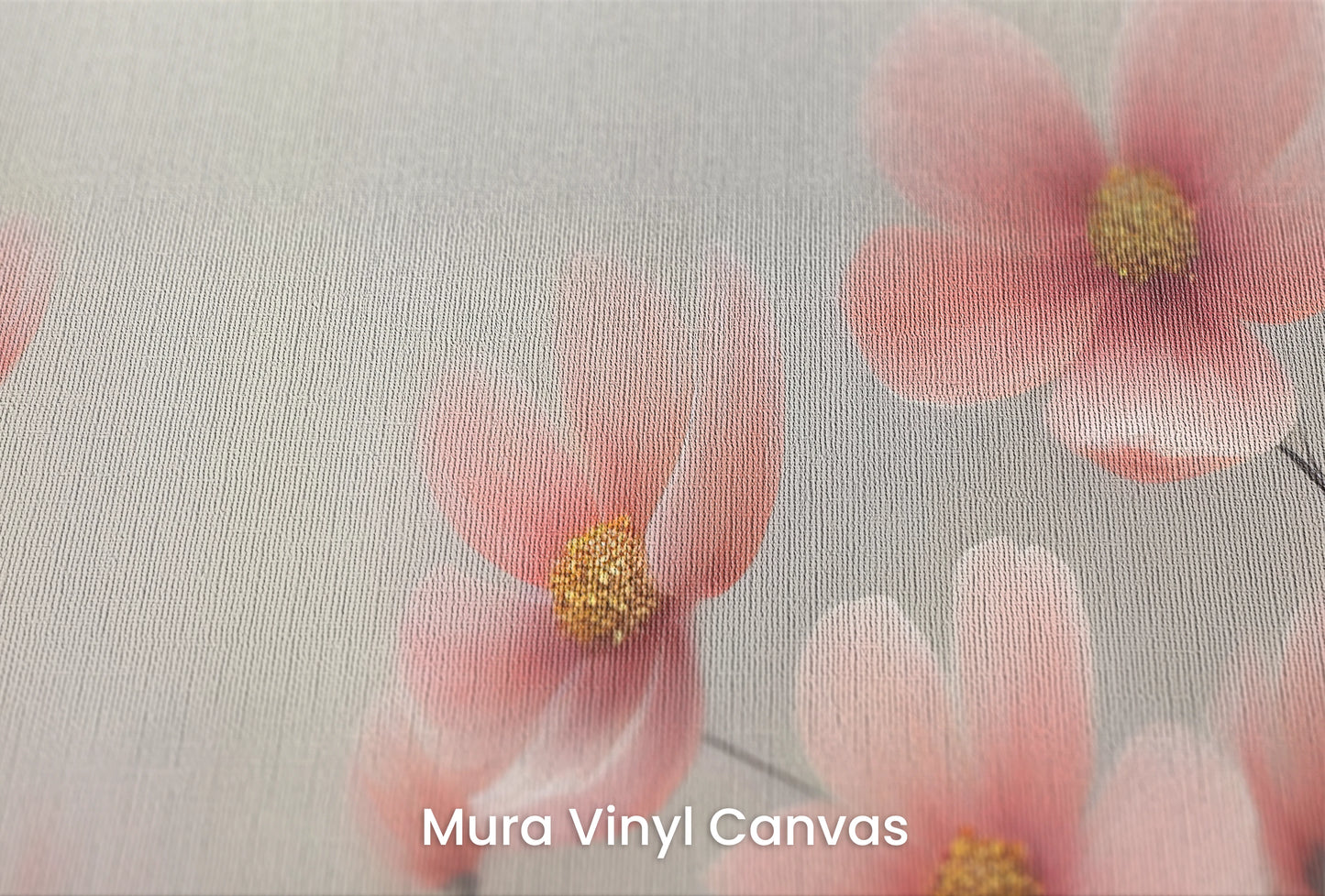 Zbliżenie na artystyczną fototapetę o nazwie Petal Tranquility na podłożu Mura Vinyl Canvas - faktura naturalnego płótna.