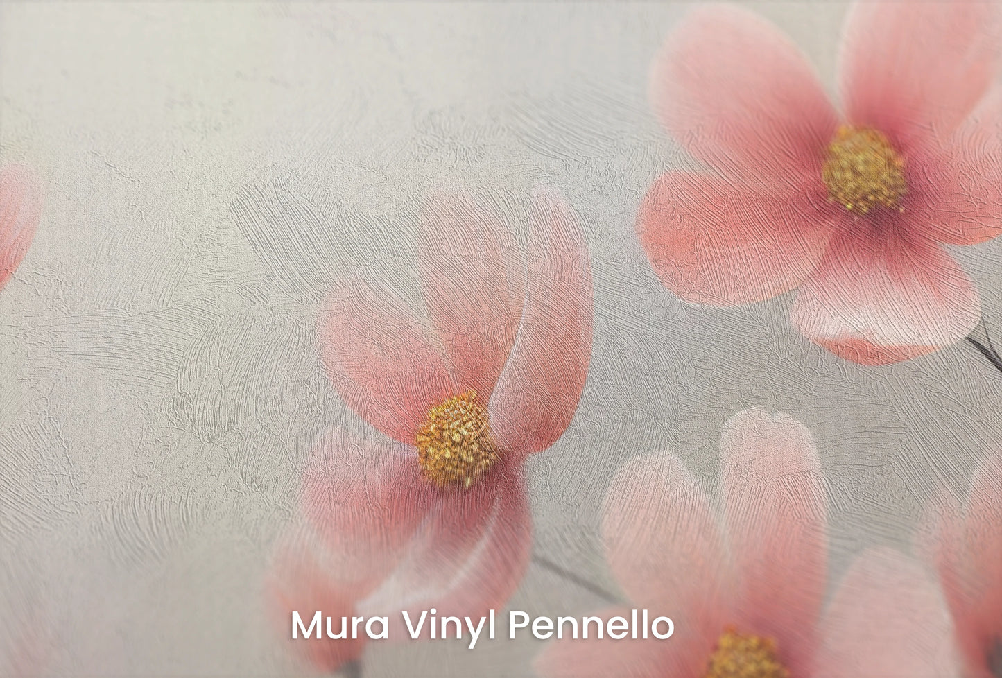Zbliżenie na artystyczną fototapetę o nazwie Petal Tranquility na podłożu Mura Vinyl Pennello - faktura pociągnięć pędzla malarskiego.