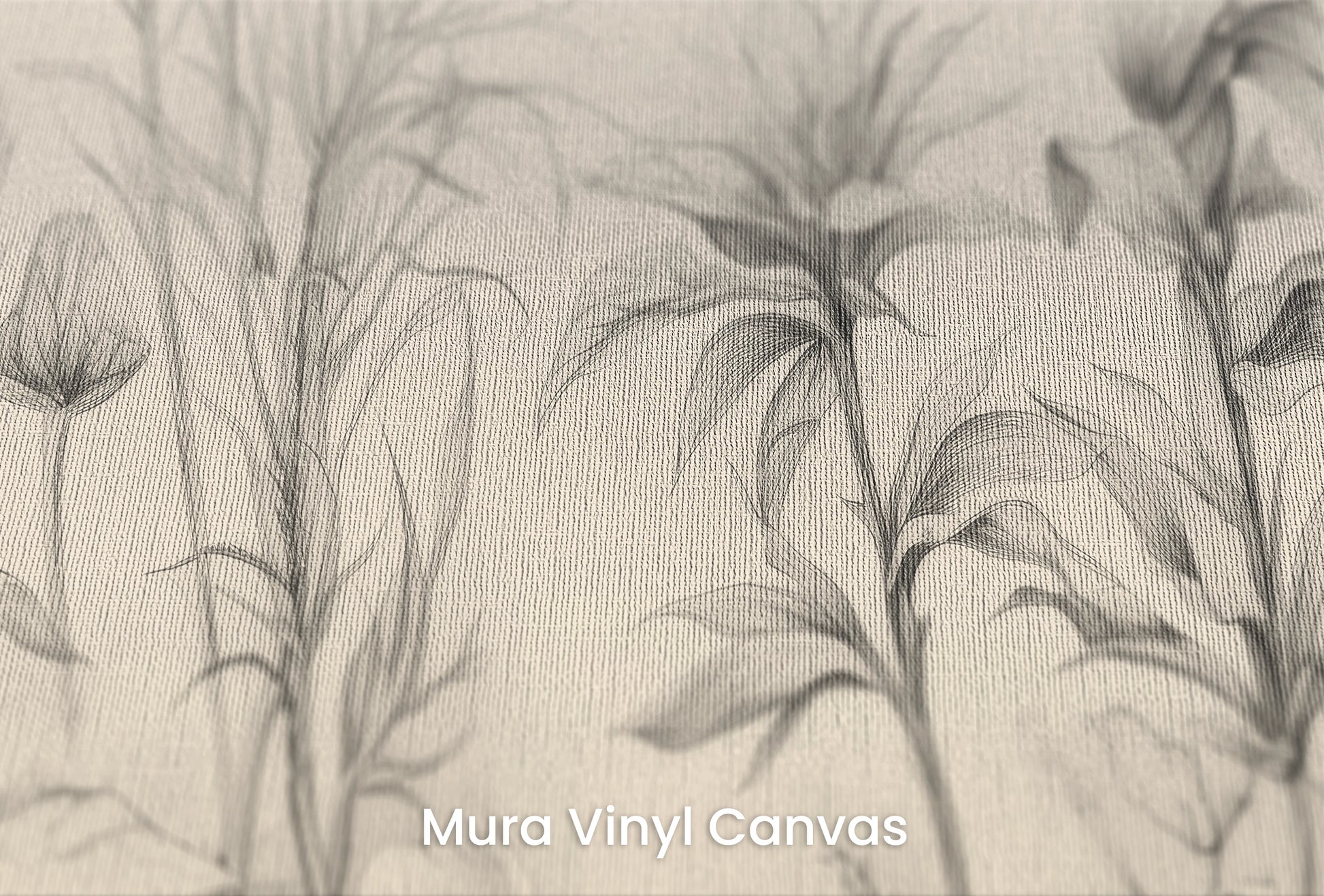 Zbliżenie na artystyczną fototapetę o nazwie Floral Tranquility na podłożu Mura Vinyl Canvas - faktura naturalnego płótna.