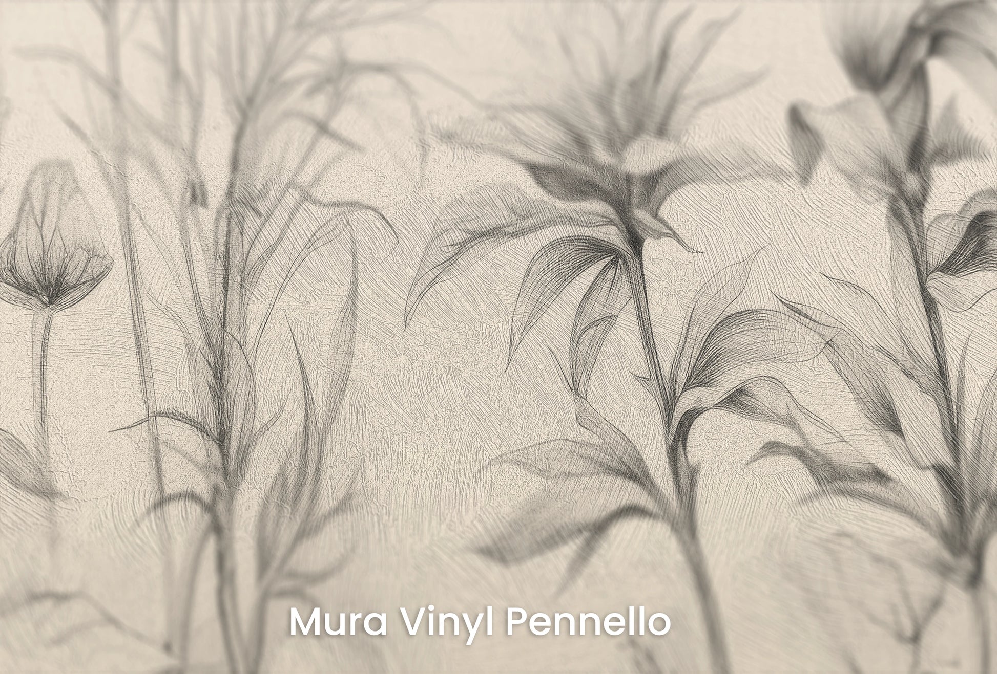 Zbliżenie na artystyczną fototapetę o nazwie Floral Tranquility na podłożu Mura Vinyl Pennello - faktura pociągnięć pędzla malarskiego.