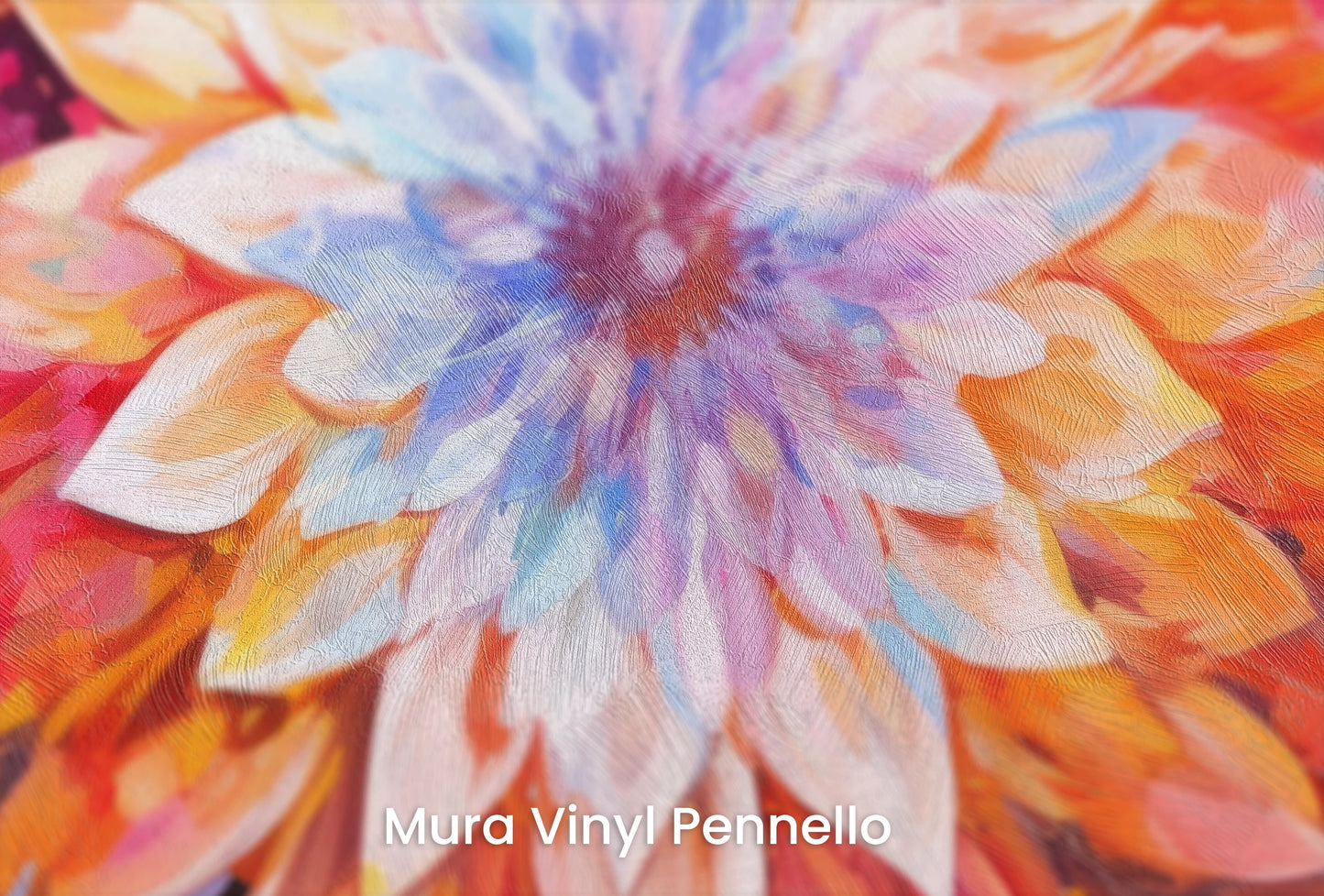 Zbliżenie na artystyczną fototapetę o nazwie Radiant Bloom na podłożu Mura Vinyl Pennello - faktura pociągnięć pędzla malarskiego.