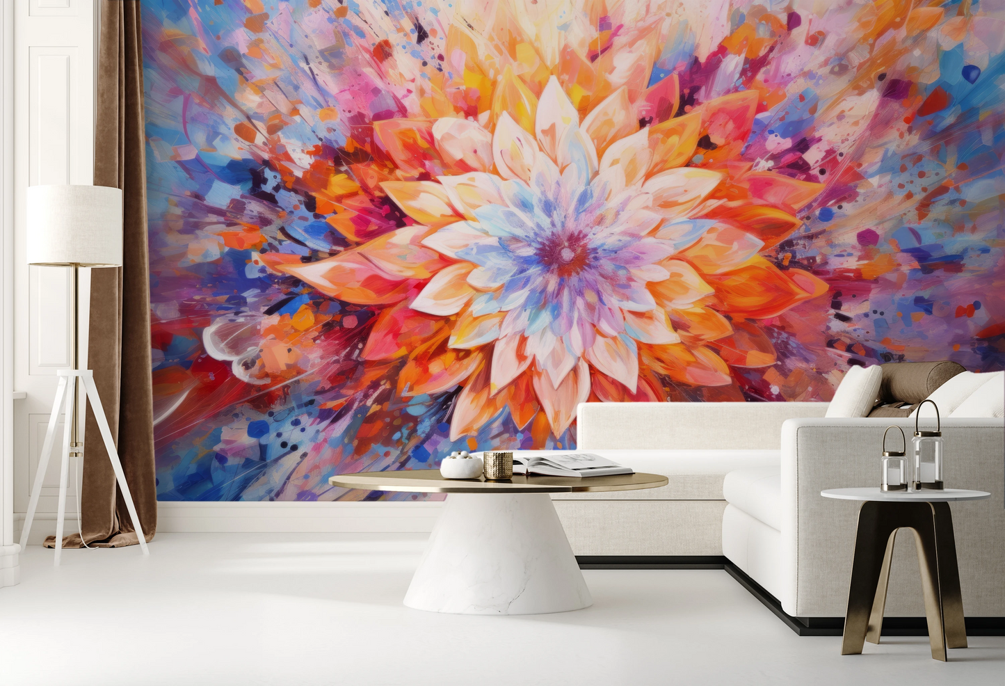 Fototapeta malowana o nazwie Radiant Bloom pokazana w aranżacji wnętrza.