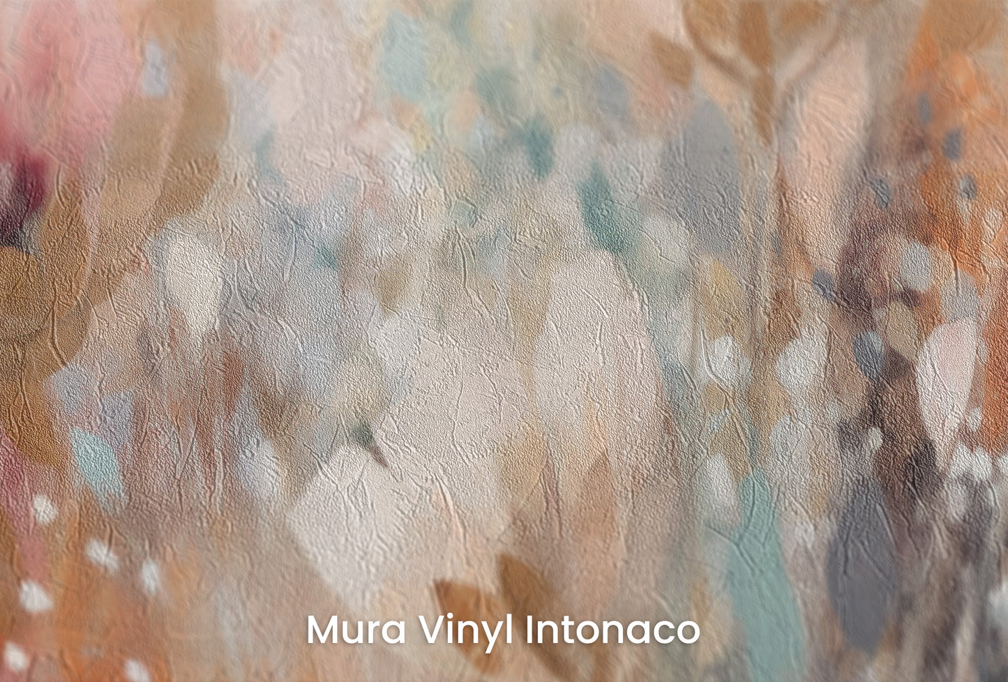 Zbliżenie na artystyczną fototapetę o nazwie Dreamy Floral Impression na podłożu Mura Vinyl Intonaco - struktura tartego tynku.