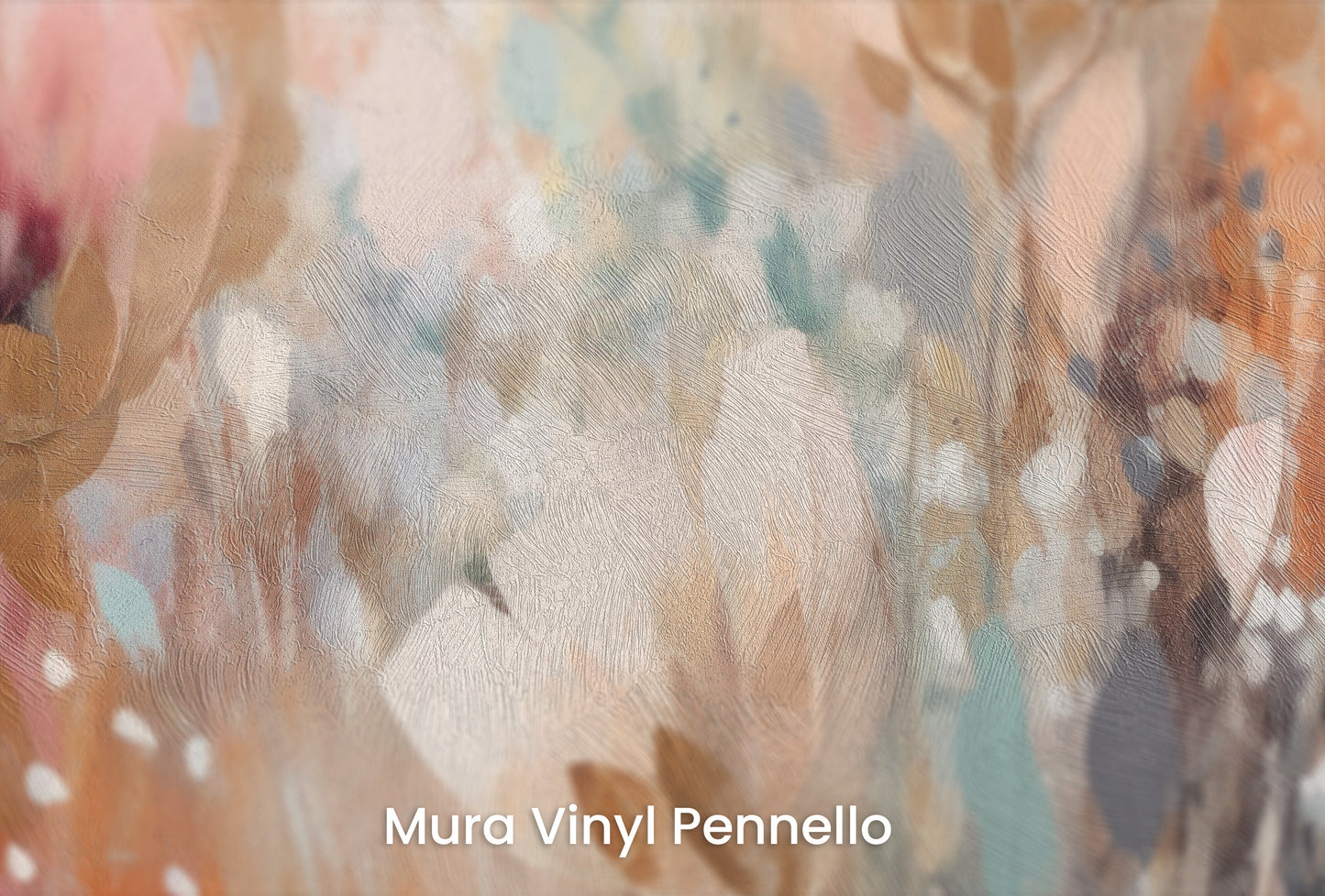 Zbliżenie na artystyczną fototapetę o nazwie Dreamy Floral Impression na podłożu Mura Vinyl Pennello - faktura pociągnięć pędzla malarskiego.