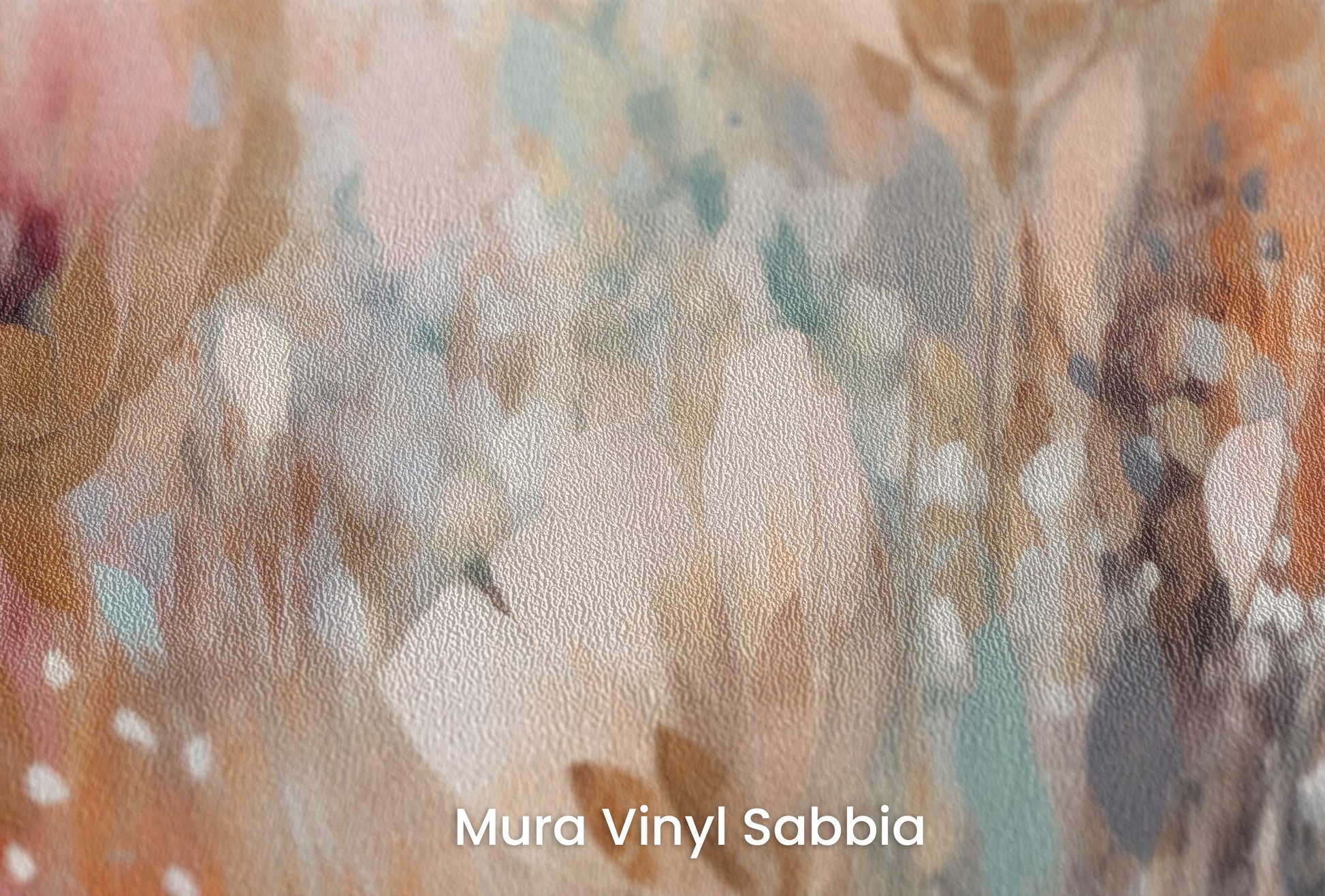 Zbliżenie na artystyczną fototapetę o nazwie Dreamy Floral Impression na podłożu Mura Vinyl Sabbia struktura grubego ziarna piasku.