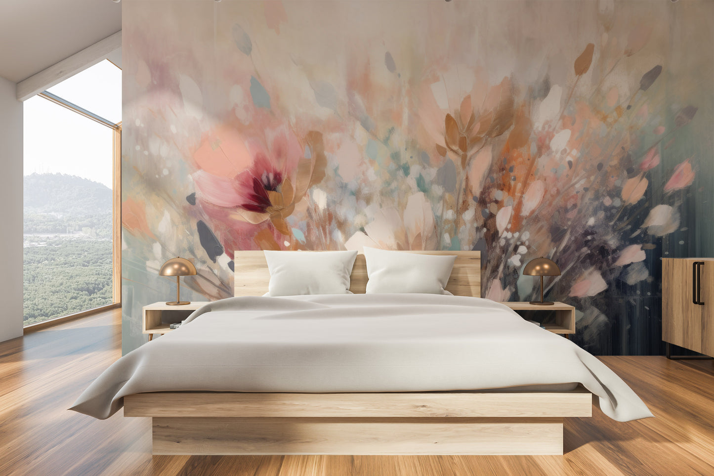 Fototapeta malowana o nazwie Dreamy Floral Impression pokazana w aranżacji wnętrza.