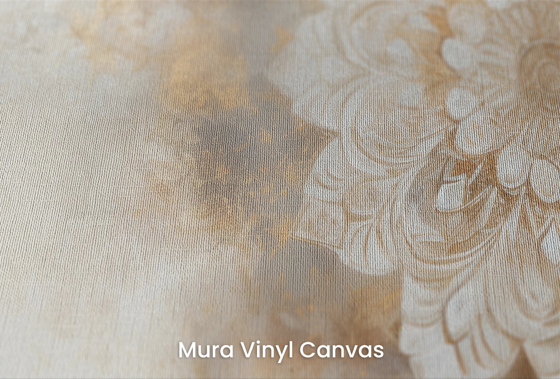 Zbliżenie na artystyczną fototapetę o nazwie Majestic Bloom na podłożu Mura Vinyl Canvas - faktura naturalnego płótna.