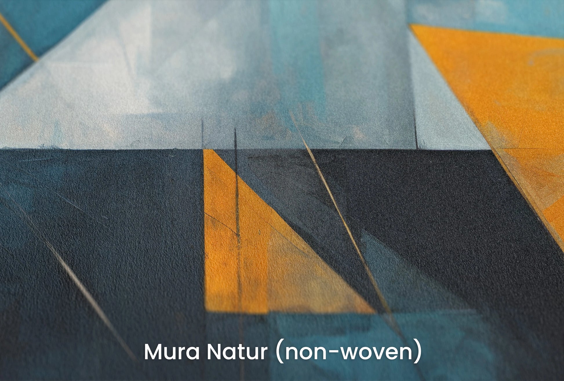 Zbliżenie na artystyczną fototapetę o nazwie Blue Triangle na podłożu Mura Natur (non-woven) - naturalne i ekologiczne podłoże.