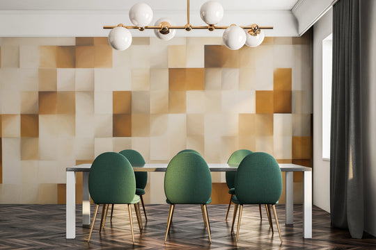 Wzór fototapety artystycznej o nazwie Cubic Illusion pokazanej w aranżacji wnętrza.