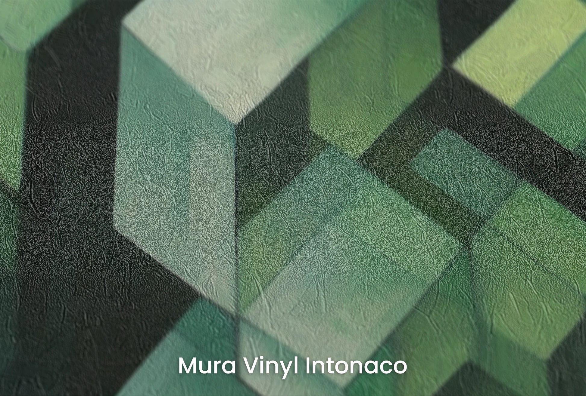 Zbliżenie na artystyczną fototapetę o nazwie Wooden Puzzle na podłożu Mura Vinyl Intonaco - struktura tartego tynku.