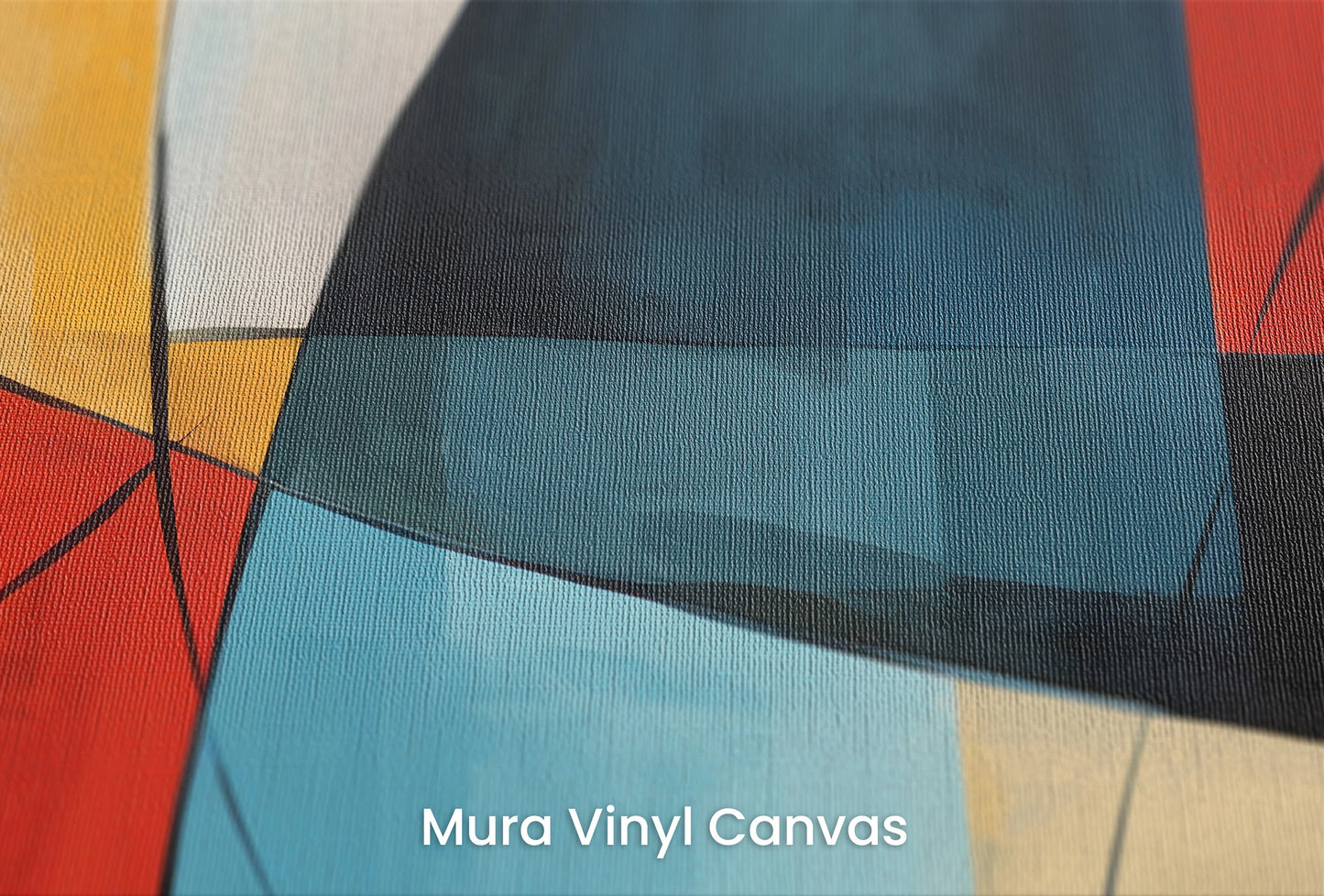 Zbliżenie na artystyczną fototapetę o nazwie Colorful Geometry na podłożu Mura Vinyl Canvas - faktura naturalnego płótna.