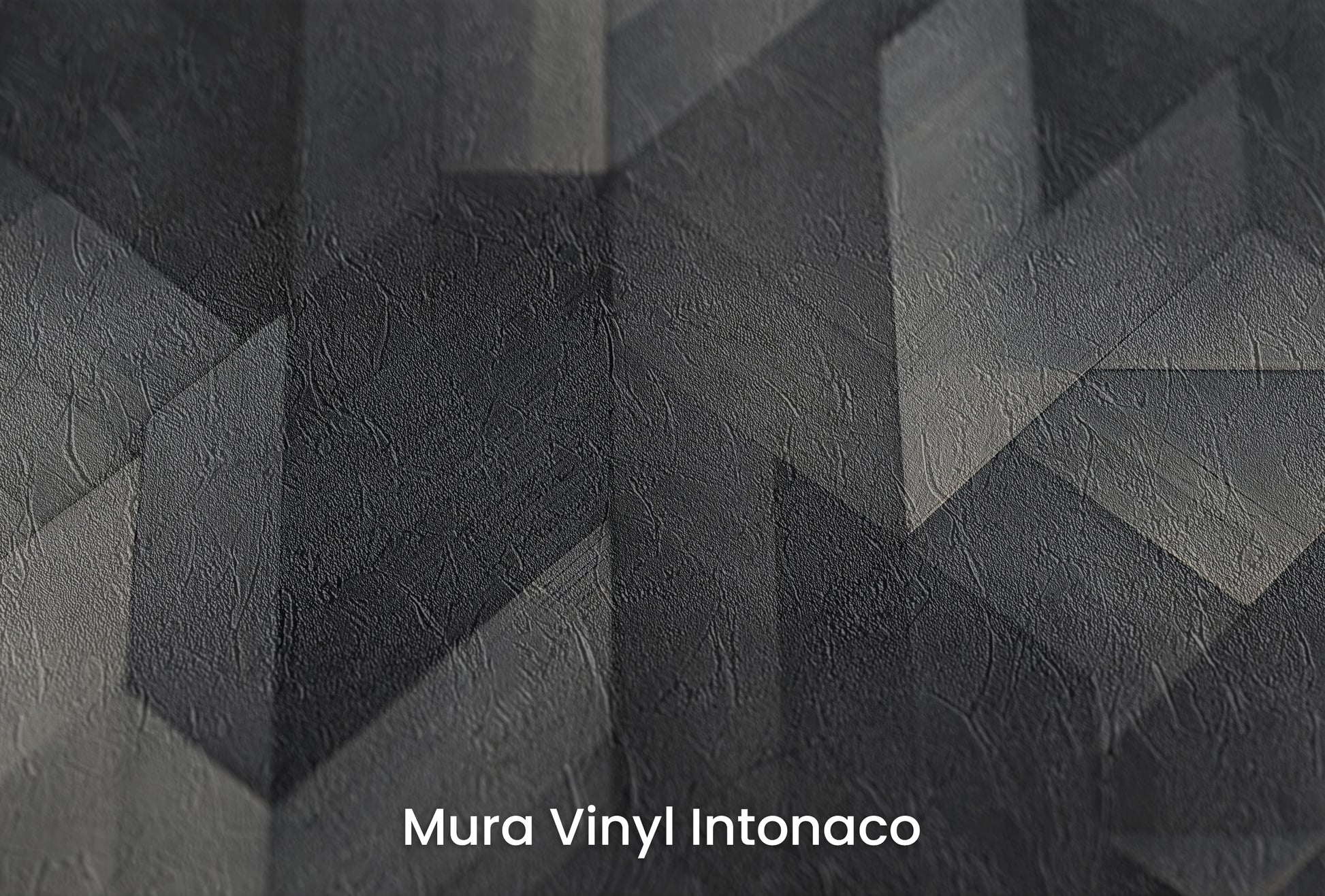 Zbliżenie na artystyczną fototapetę o nazwie Dark Timber Mosaic na podłożu Mura Vinyl Intonaco - struktura tartego tynku.