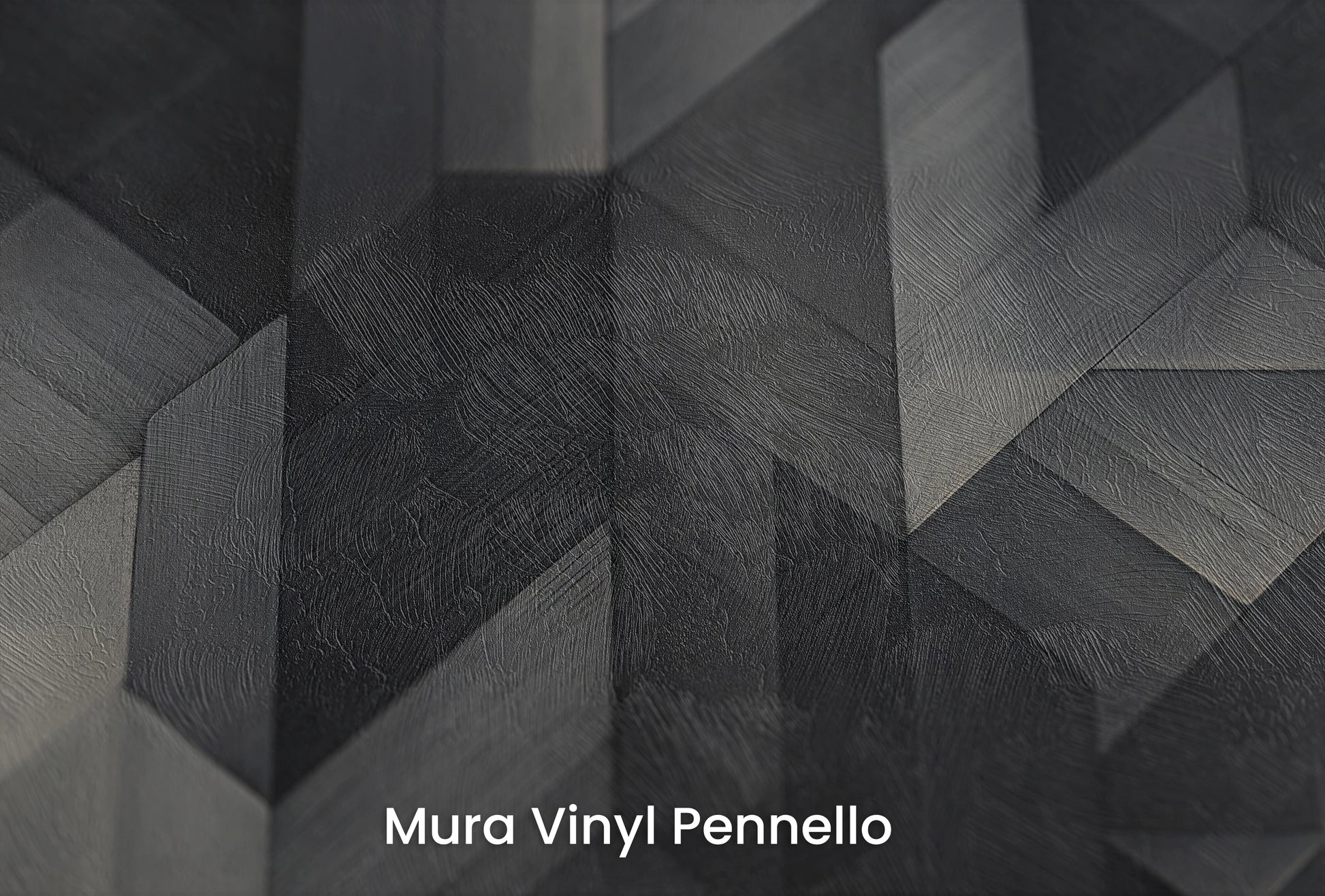 Zbliżenie na artystyczną fototapetę o nazwie Dark Timber Mosaic na podłożu Mura Vinyl Pennello - faktura pociągnięć pędzla malarskiego.