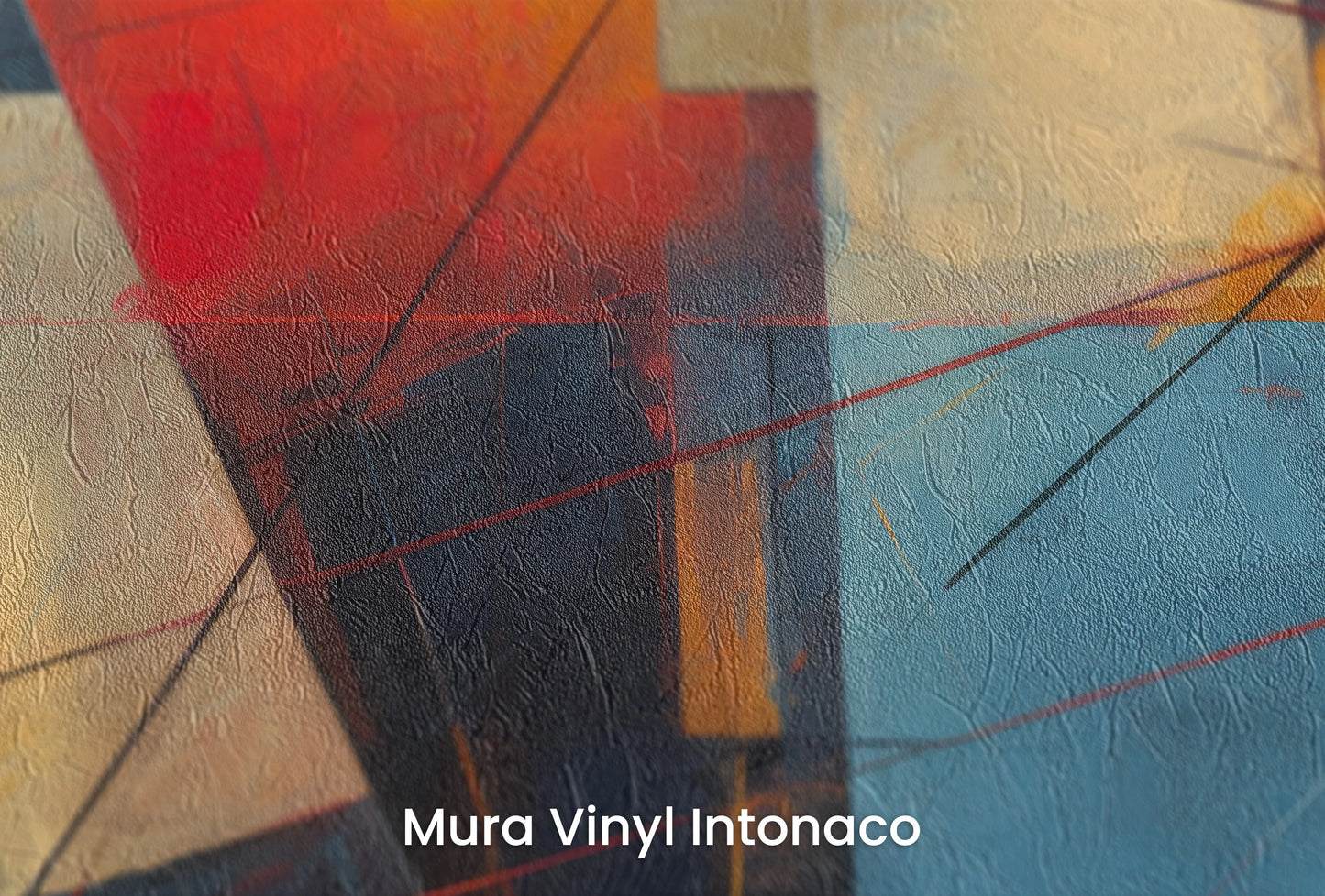 Zbliżenie na artystyczną fototapetę o nazwie Dynamic Contrast na podłożu Mura Vinyl Intonaco - struktura tartego tynku.