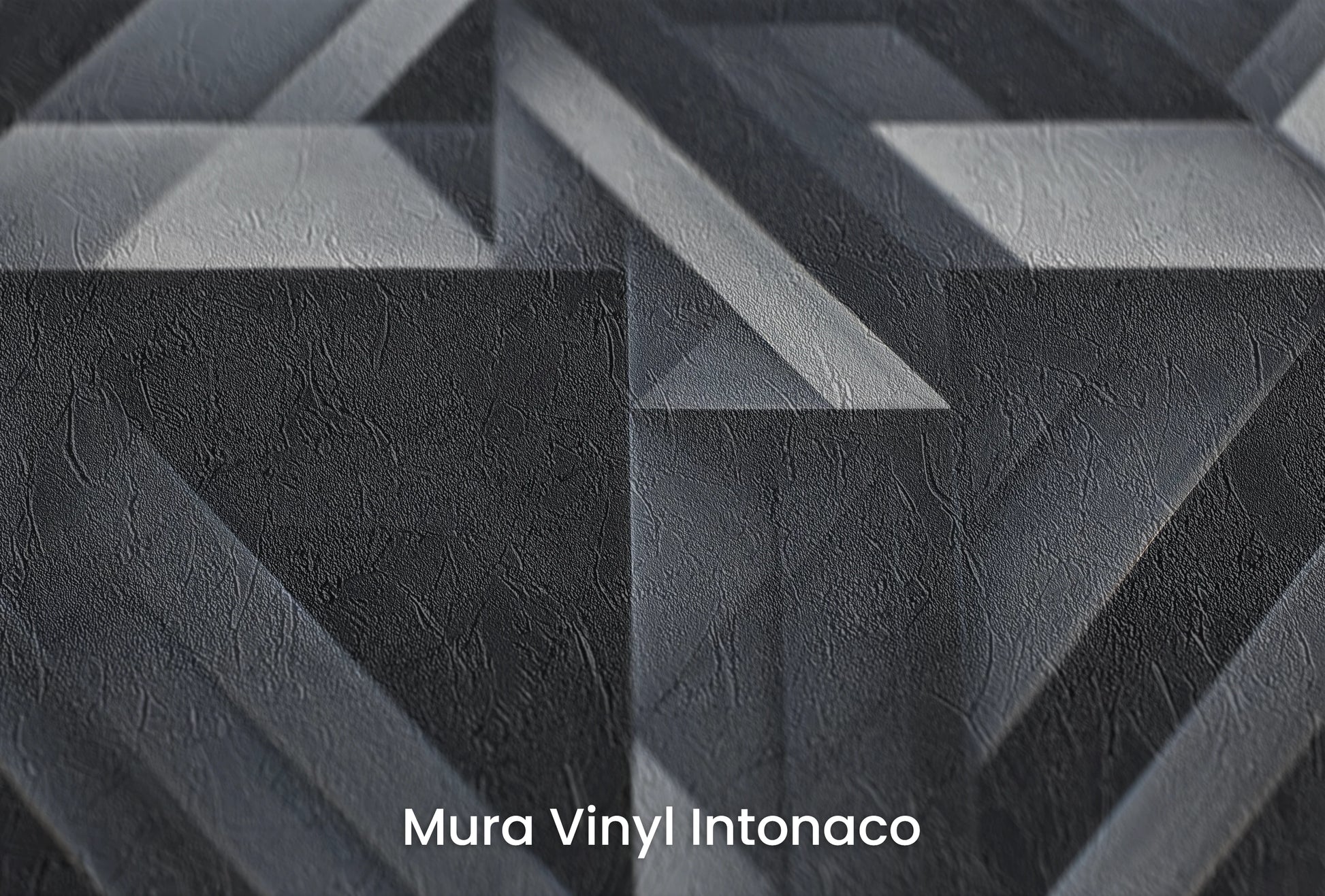 Zbliżenie na artystyczną fototapetę o nazwie Monochrome Geometry na podłożu Mura Vinyl Intonaco - struktura tartego tynku.