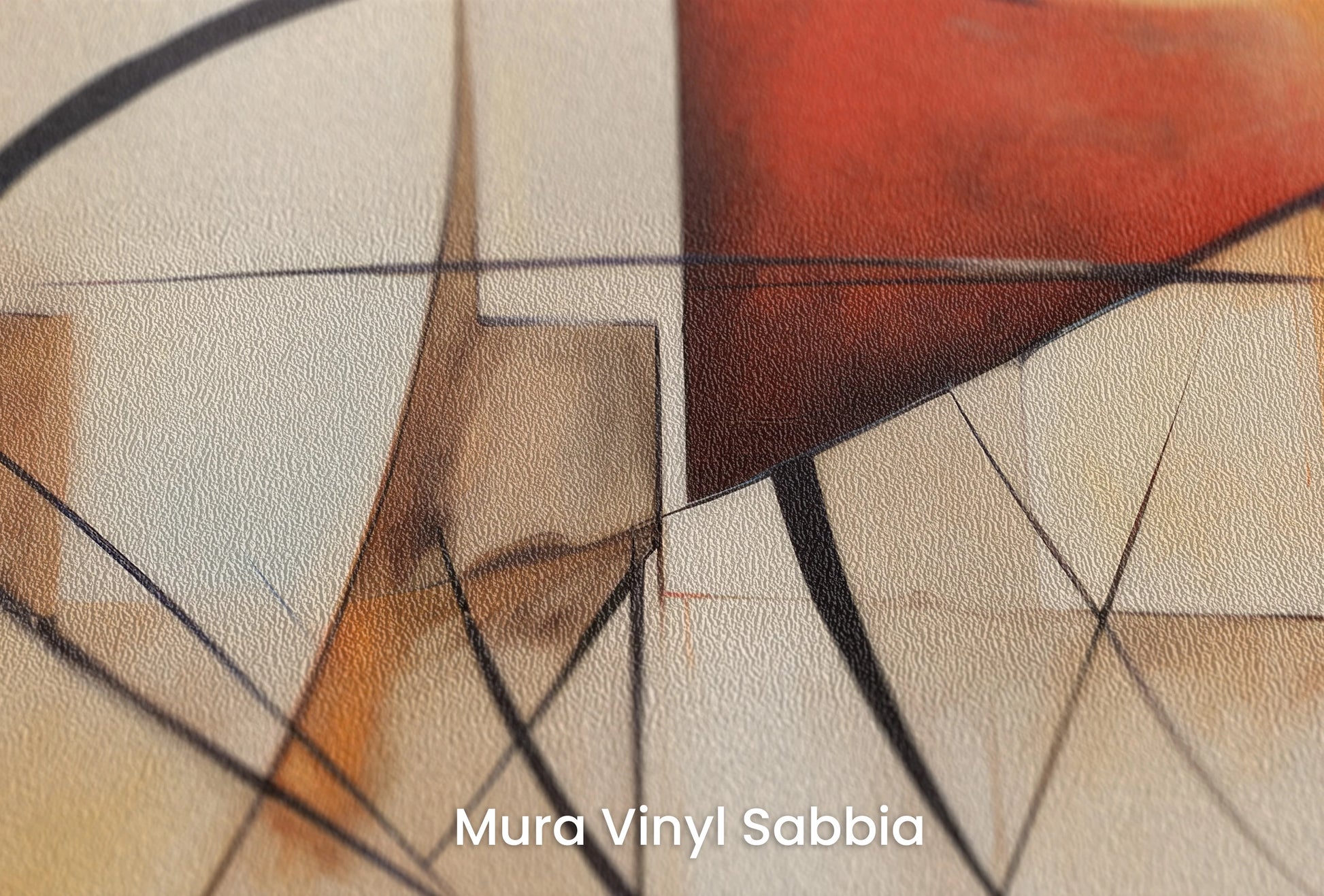 Zbliżenie na artystyczną fototapetę o nazwie Artistic Whirl na podłożu Mura Vinyl Sabbia struktura grubego ziarna piasku.