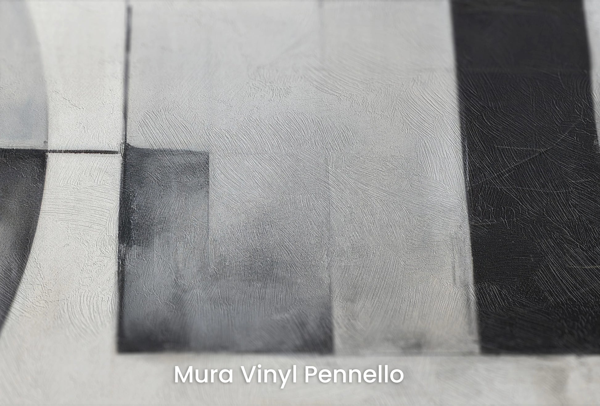 Zbliżenie na artystyczną fototapetę o nazwie Monochrome Maze na podłożu Mura Vinyl Pennello - faktura pociągnięć pędzla malarskiego.