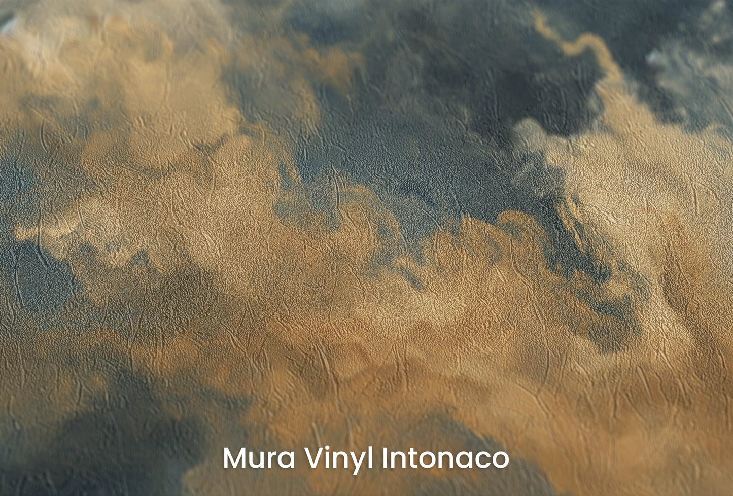 Zbliżenie na artystyczną fototapetę o nazwie Storm's Embrace na podłożu Mura Vinyl Intonaco - struktura tartego tynku.