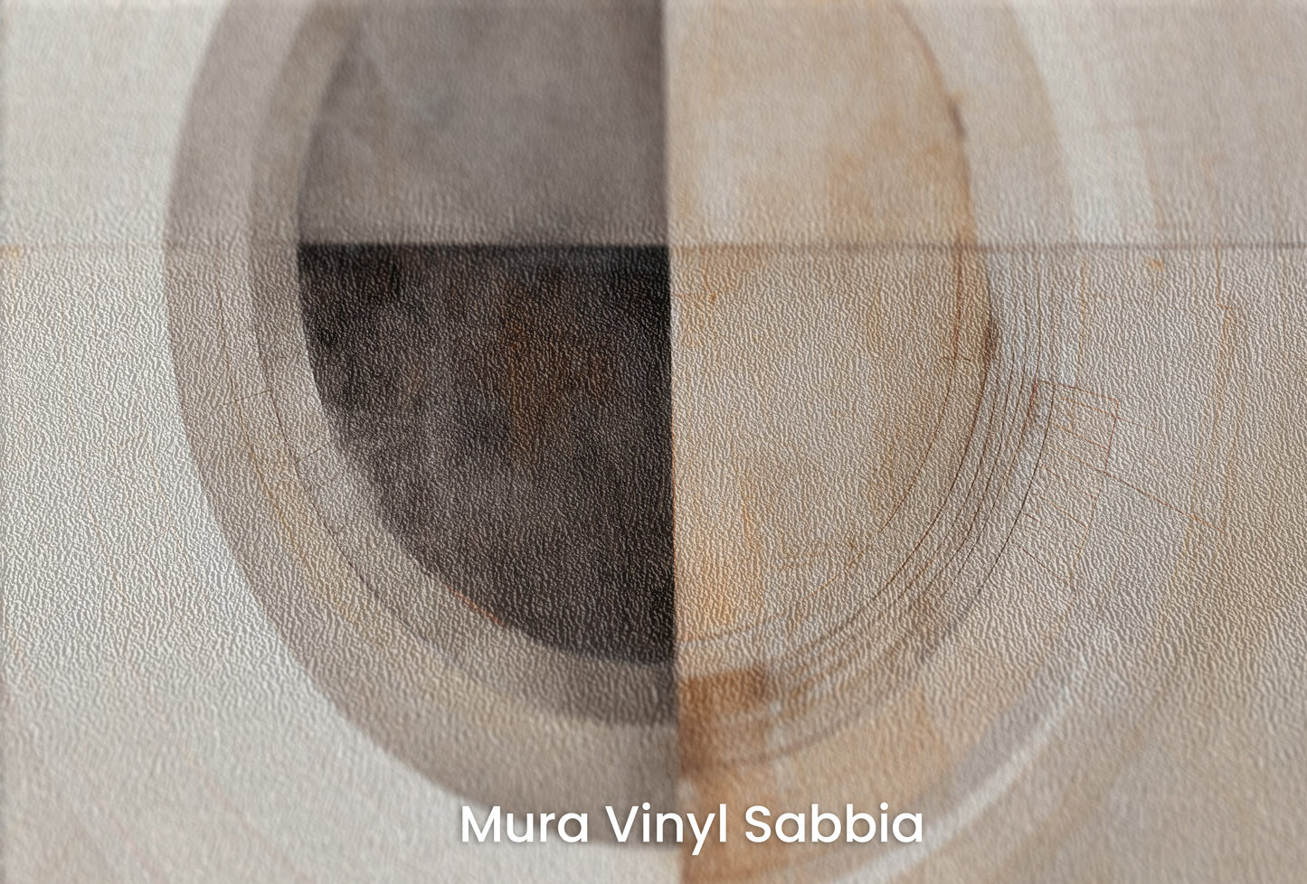 Zbliżenie na artystyczną fototapetę o nazwie MONOCHROME ECLIPSE ABSTRACTION #2 na podłożu Mura Vinyl Sabbia struktura grubego ziarna piasku.
