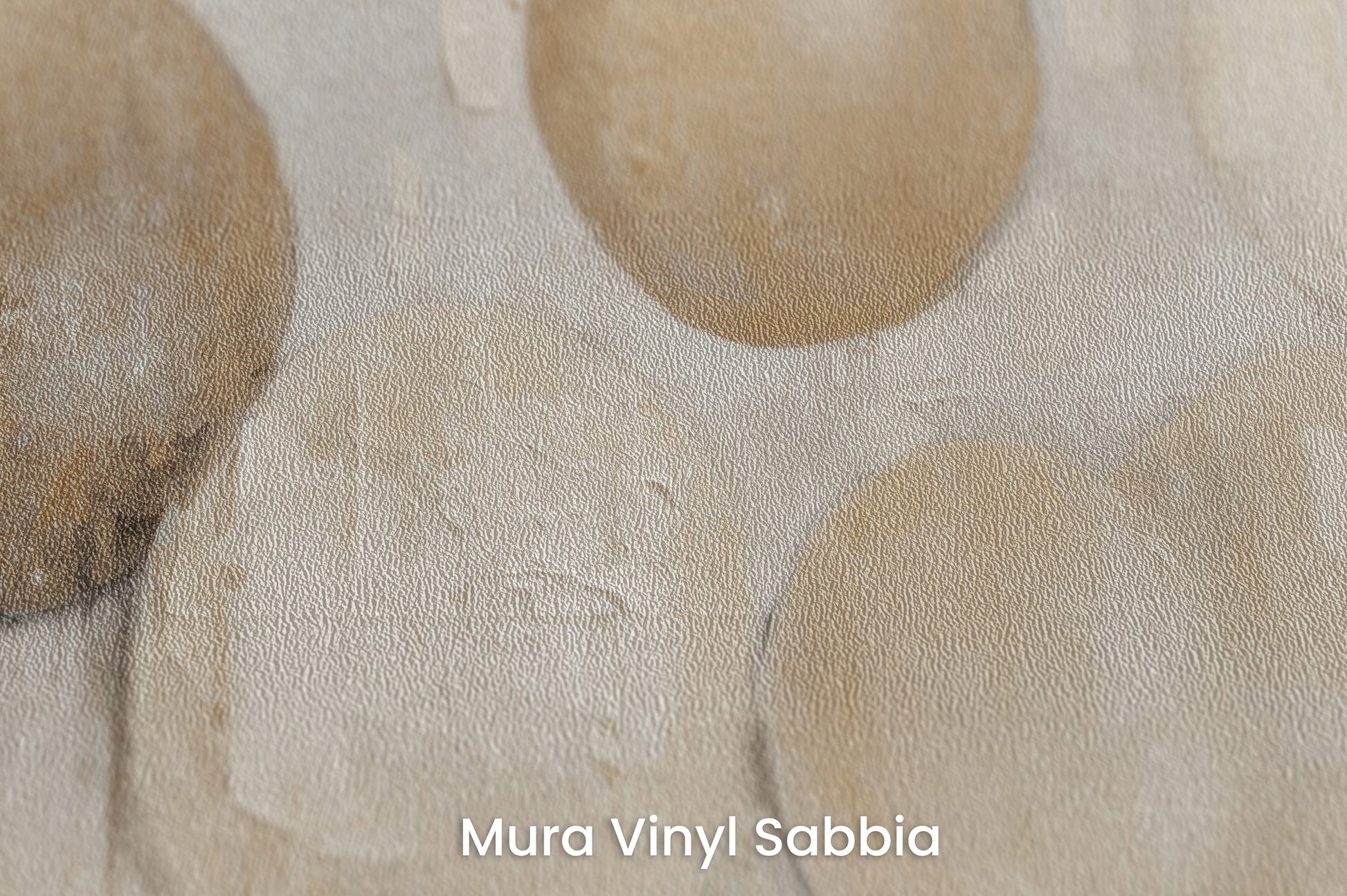 Zbliżenie na artystyczną fototapetę o nazwie ANTIQUE ORB RELIEF na podłożu Mura Vinyl Sabbia struktura grubego ziarna piasku.