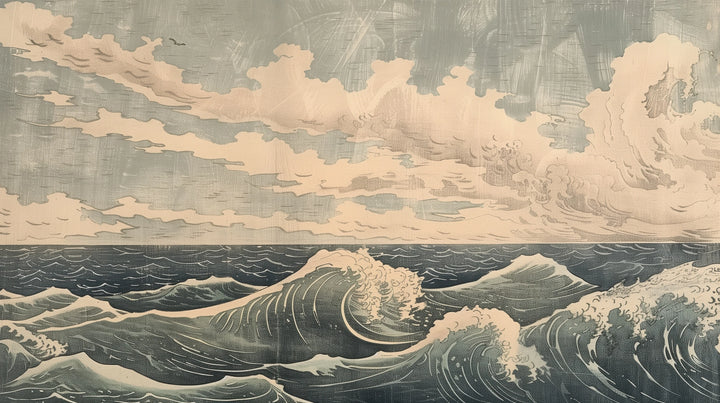 Prezentacja całego wzoru fototapety o nazwie Cloudy Sea Harmony