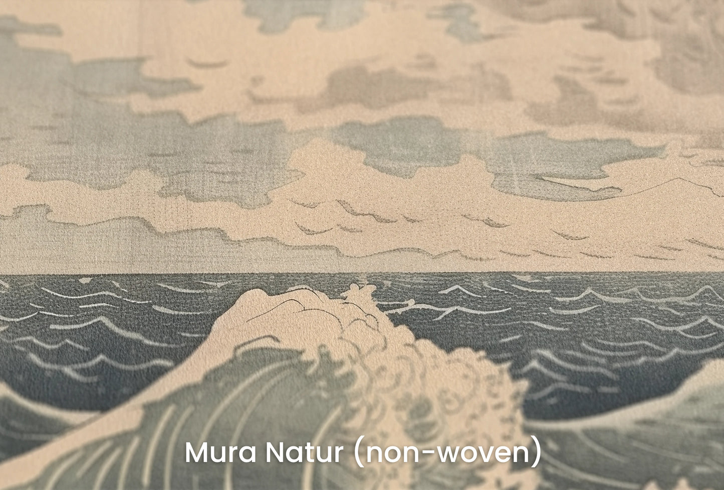 Zbliżenie na artystyczną fototapetę o nazwie Cloudy Sea Harmony na podłożu Mura Natur (non-woven) - naturalne i ekologiczne podłoże.