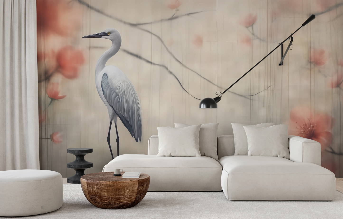 Fototapeta malowana o nazwie Heron's Realm pokazana w aranżacji wnętrza.