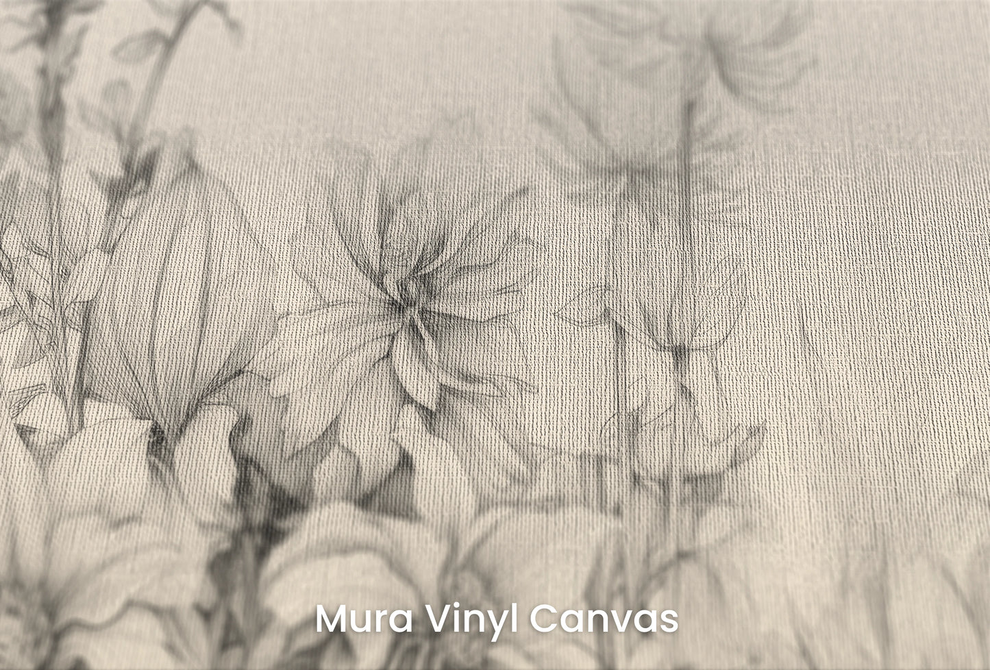 Zbliżenie na artystyczną fototapetę o nazwie Harmonious Blossoms na podłożu Mura Vinyl Canvas - faktura naturalnego płótna.