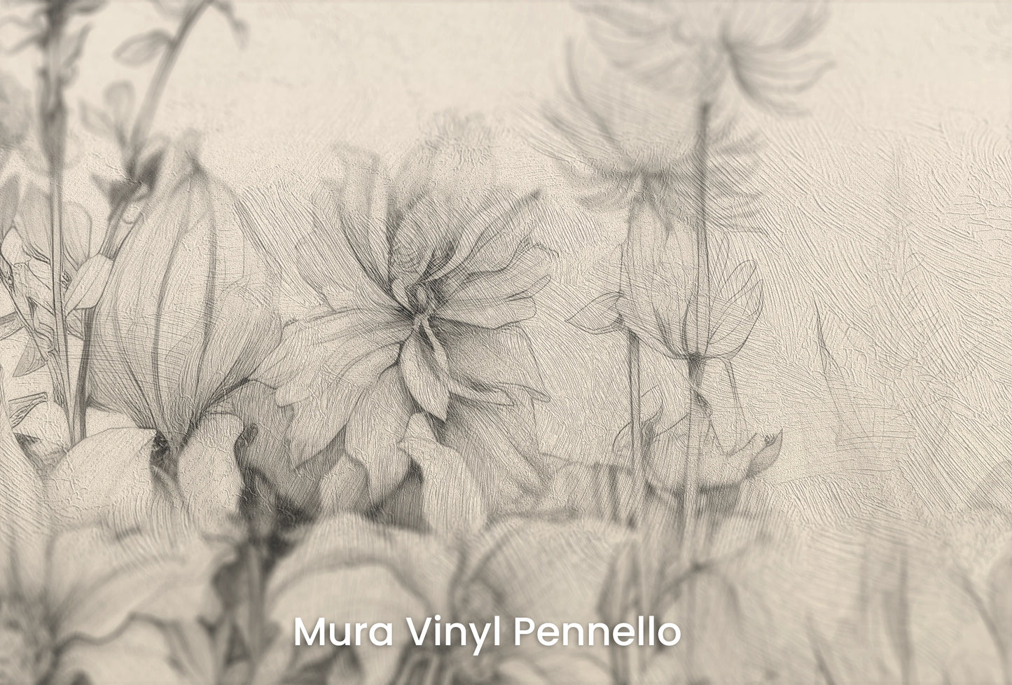 Zbliżenie na artystyczną fototapetę o nazwie Harmonious Blossoms na podłożu Mura Vinyl Pennello - faktura pociągnięć pędzla malarskiego.