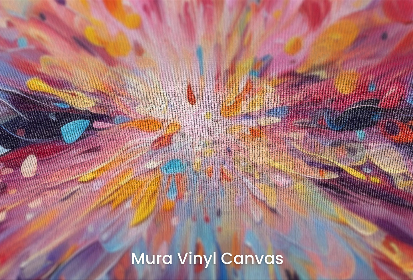 Zbliżenie na artystyczną fototapetę o nazwie Explosion of Joy na podłożu Mura Vinyl Canvas - faktura naturalnego płótna.