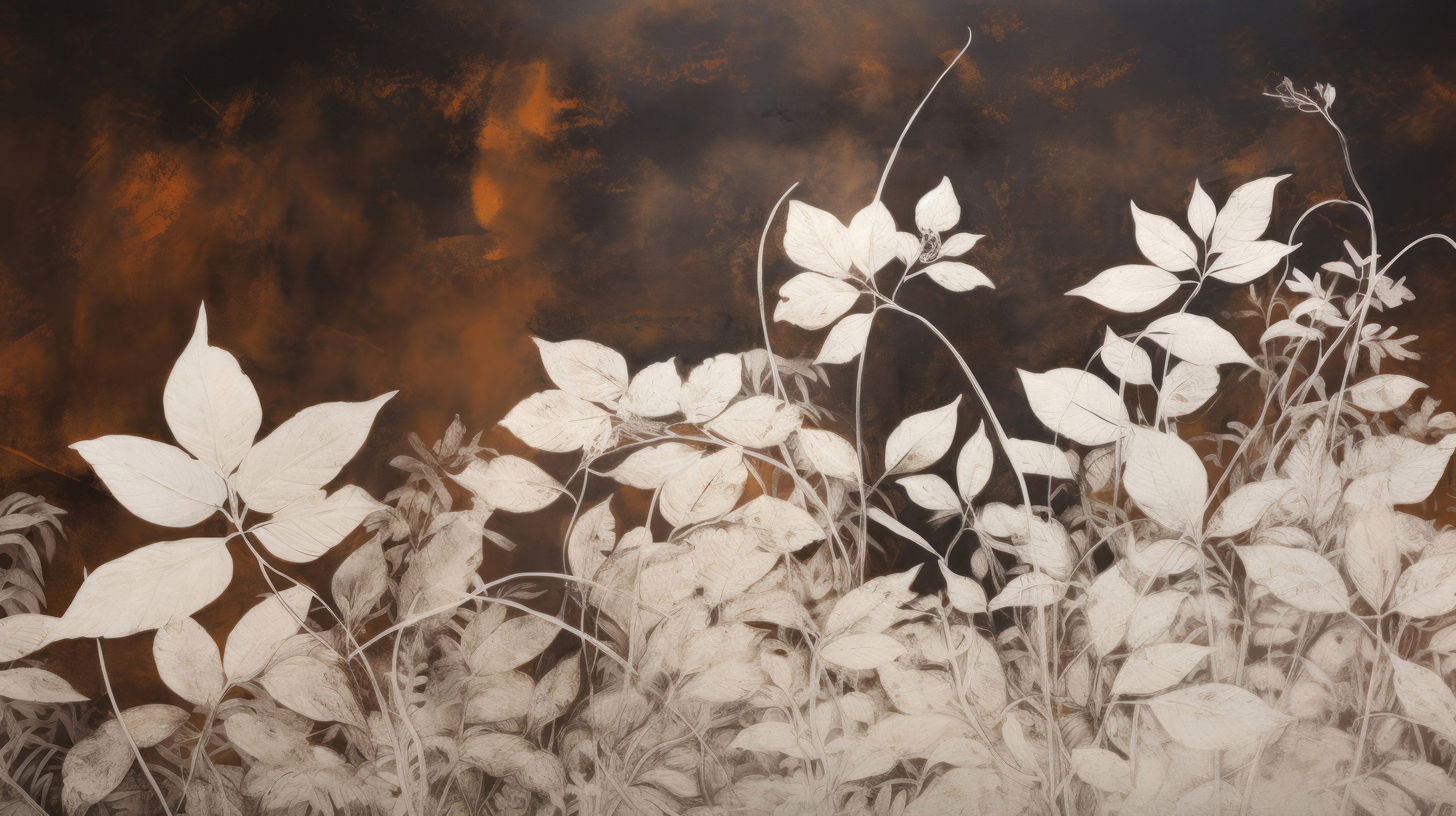 Podgląd wzoru: Prezentacja całego wzoru fototapety o nazwie Golden Twilight Leaves