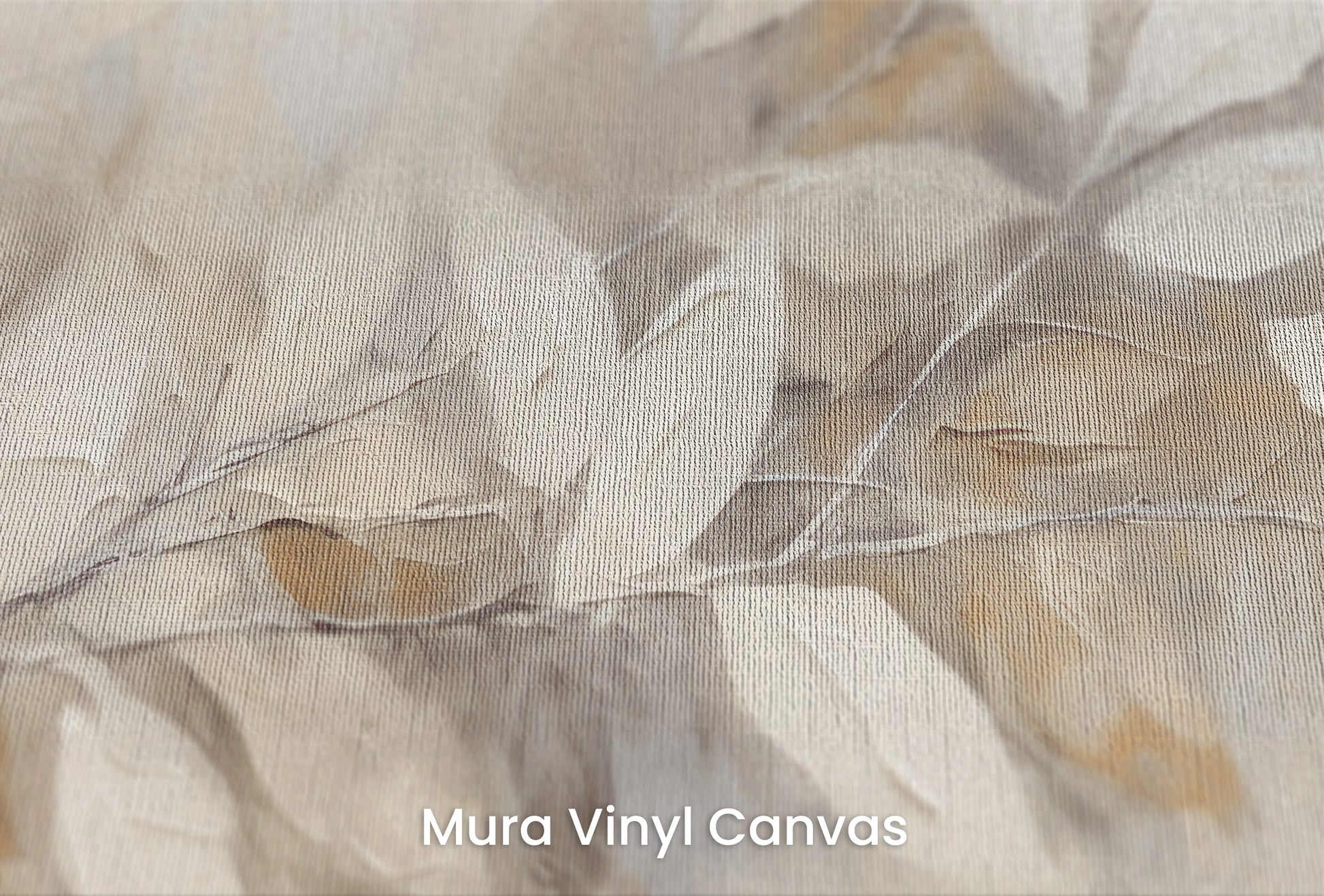 Zbliżenie na artystyczną fototapetę o nazwie Whispering Leaves #2 na podłożu Mura Vinyl Canvas - faktura naturalnego płótna.