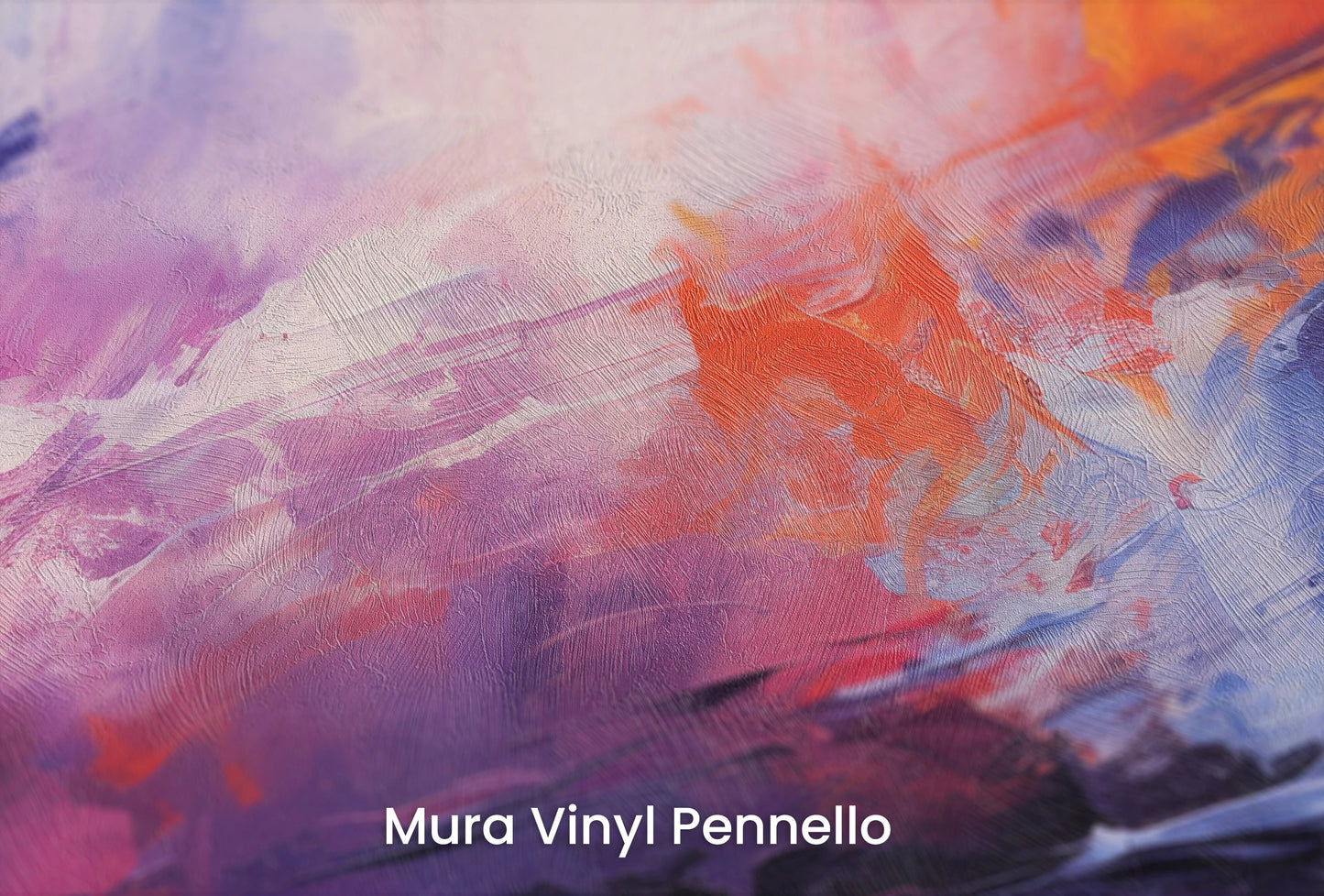 Zbliżenie na artystyczną fototapetę o nazwie Vivid Dreamscape na podłożu Mura Vinyl Pennello - faktura pociągnięć pędzla malarskiego.