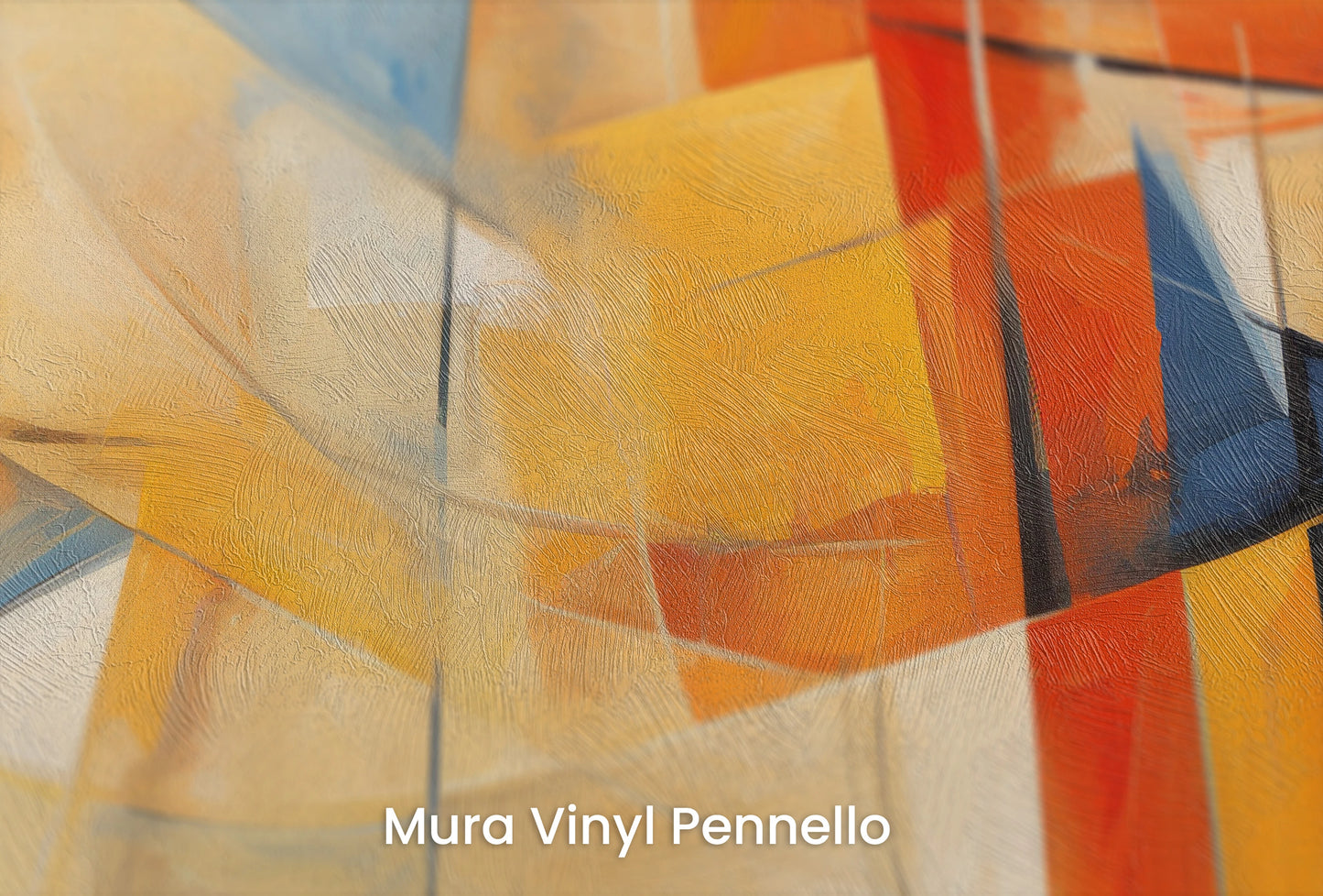 Zbliżenie na artystyczną fototapetę o nazwie Serene Geometry na podłożu Mura Vinyl Pennello - faktura pociągnięć pędzla malarskiego.
