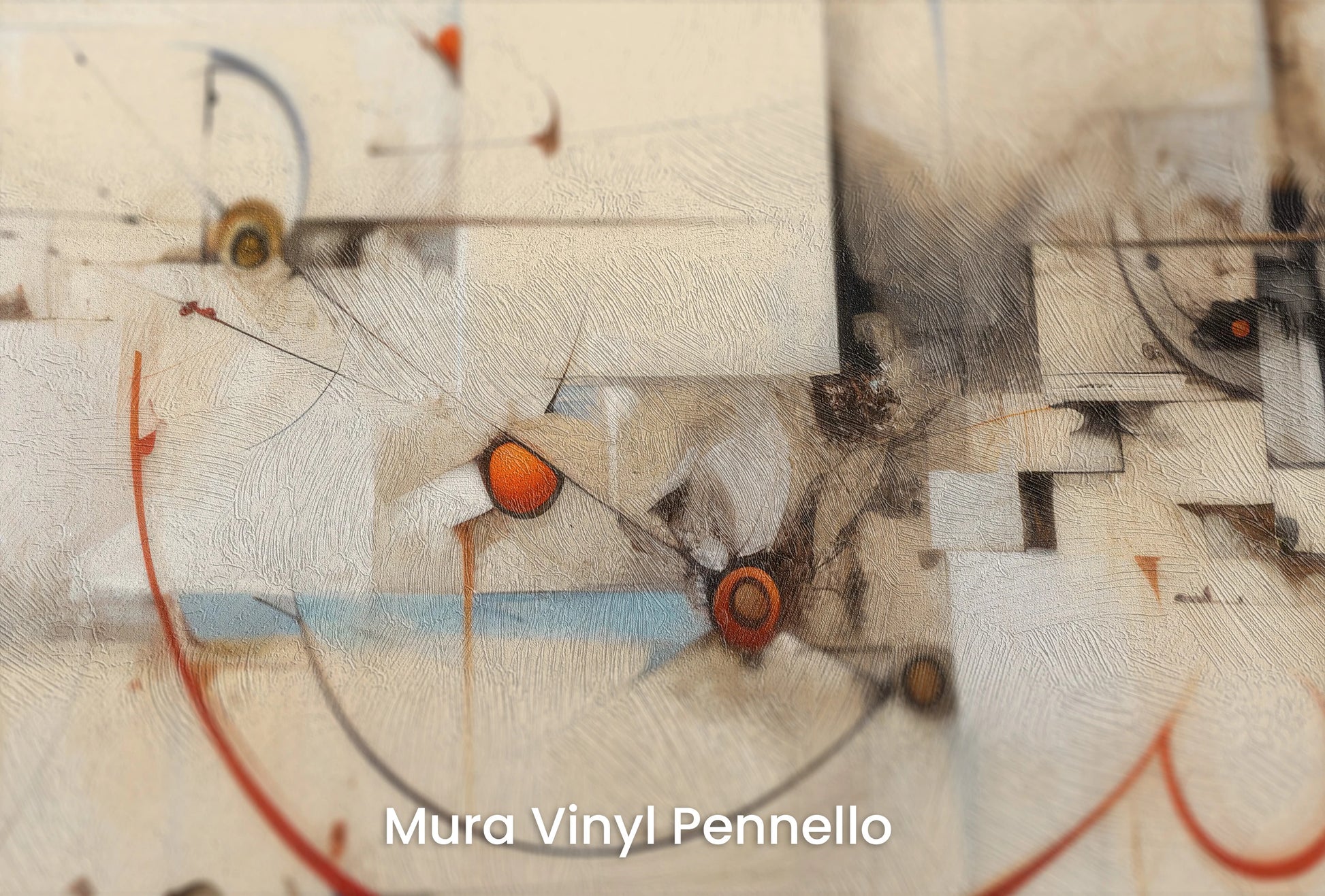 Zbliżenie na artystyczną fototapetę o nazwie Mechanical Harmony na podłożu Mura Vinyl Pennello - faktura pociągnięć pędzla malarskiego.