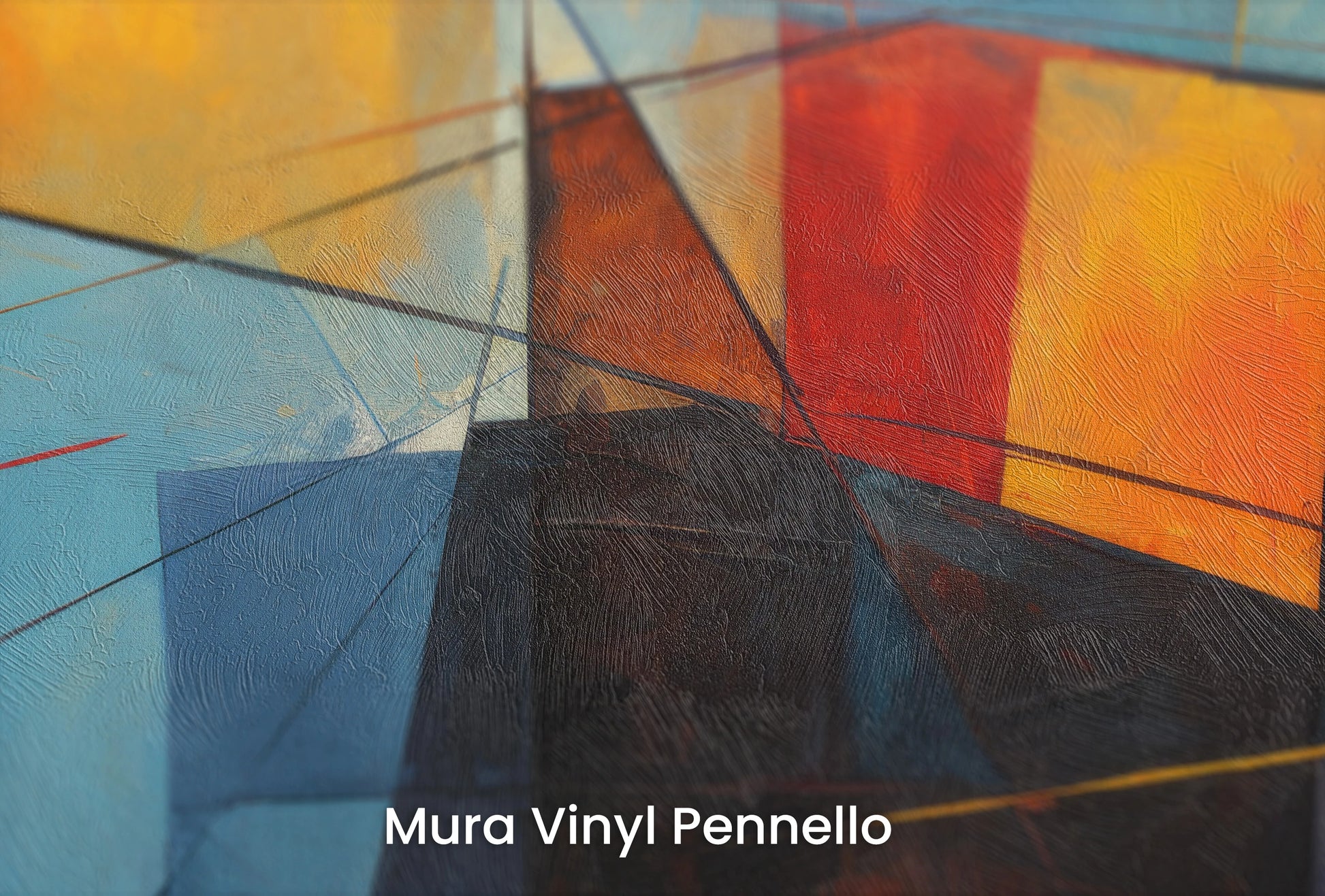Zbliżenie na artystyczną fototapetę o nazwie Chromatic Rise na podłożu Mura Vinyl Pennello - faktura pociągnięć pędzla malarskiego.