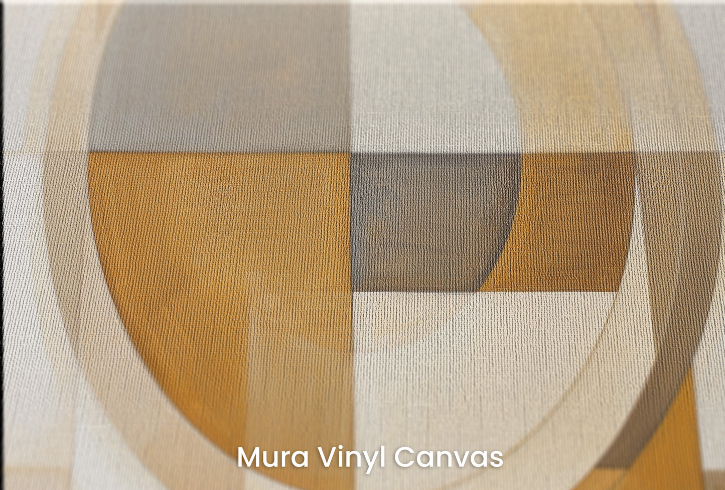 Zbliżenie na artystyczną fototapetę o nazwie ORBITAL BEIGE BALANCE na podłożu Mura Vinyl Canvas - faktura naturalnego płótna.